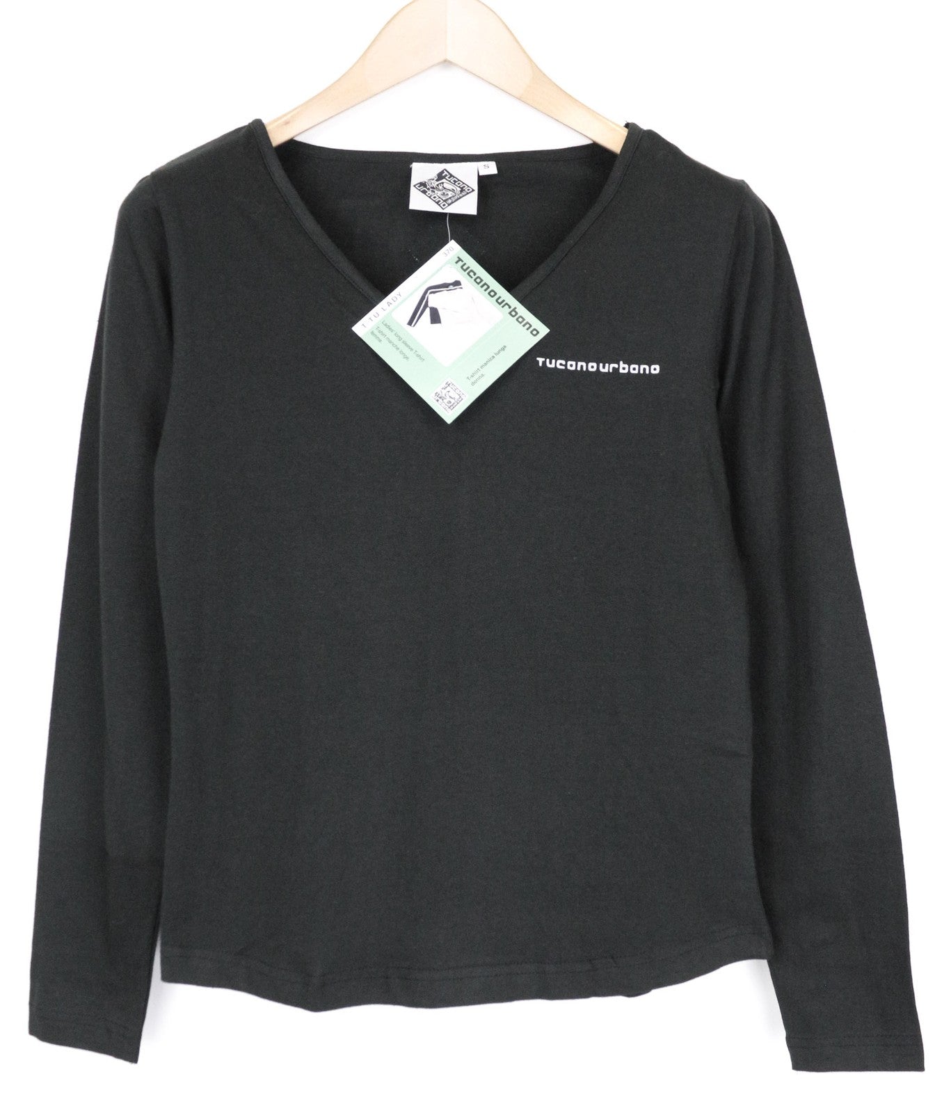 TUCANO URBANO T-TU Lady Women's Tee S Black Long Sleeve V-Neck Cotton