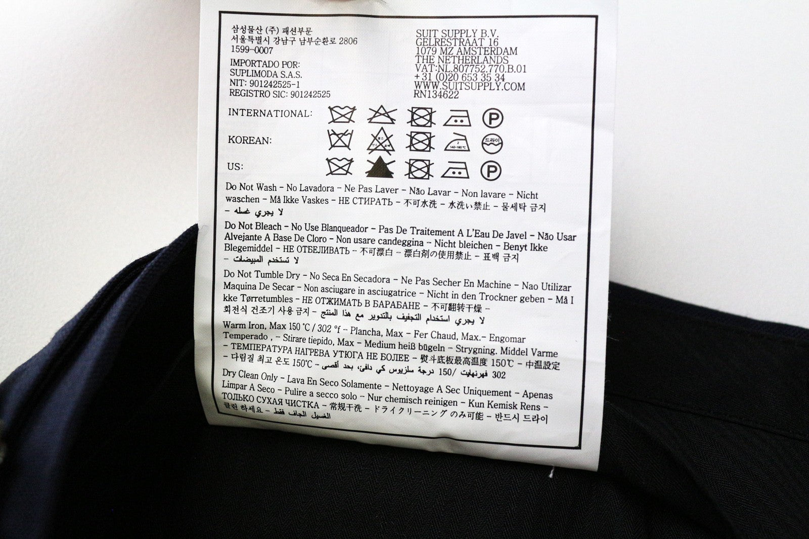 SUITSUPPLY Brescia Tux Men's Trousers UK38L Wool Dark Blue Lined Classic Pants