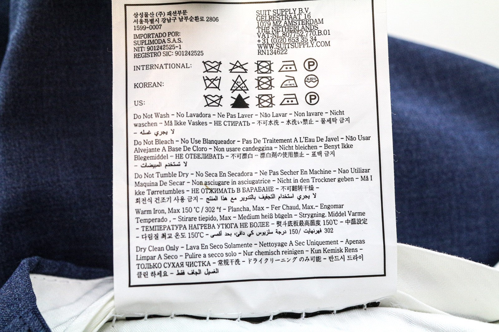 SUITSUPPLY Brescia Men's Pants UK40R Blue Wool Pleated Lined Smart Trousers