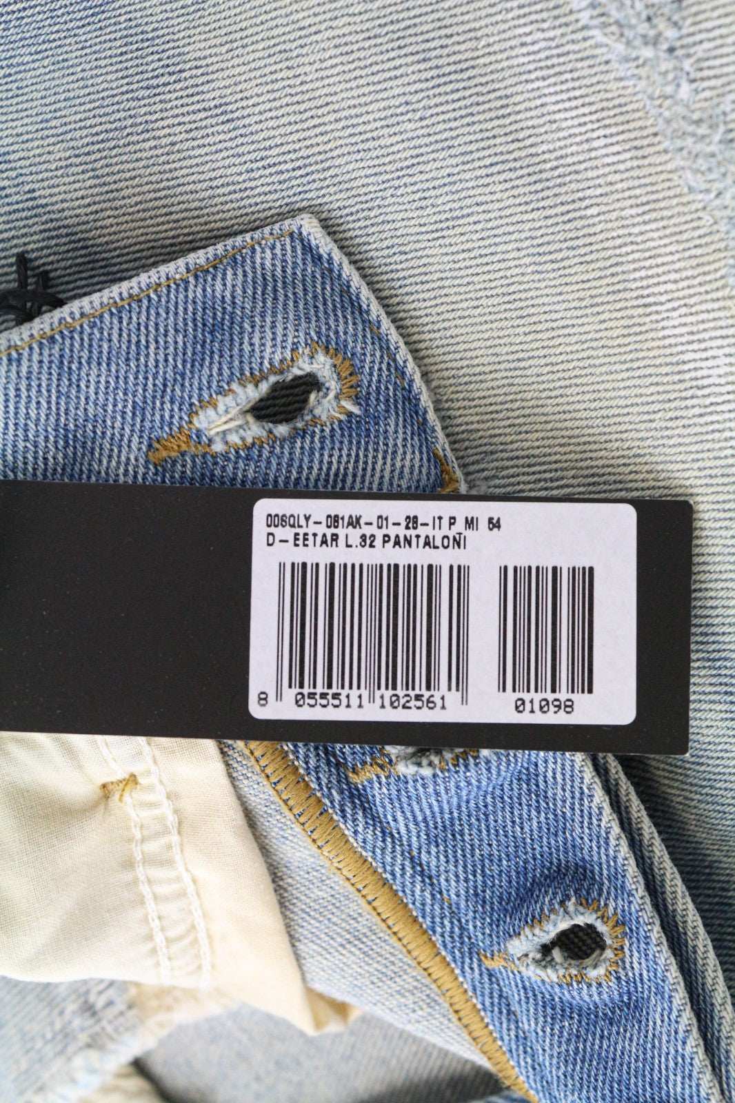 DIESEL D-Eetar 081AK Men's Jeans W28/L32 Blue Stretch Tapered Fit Distressed