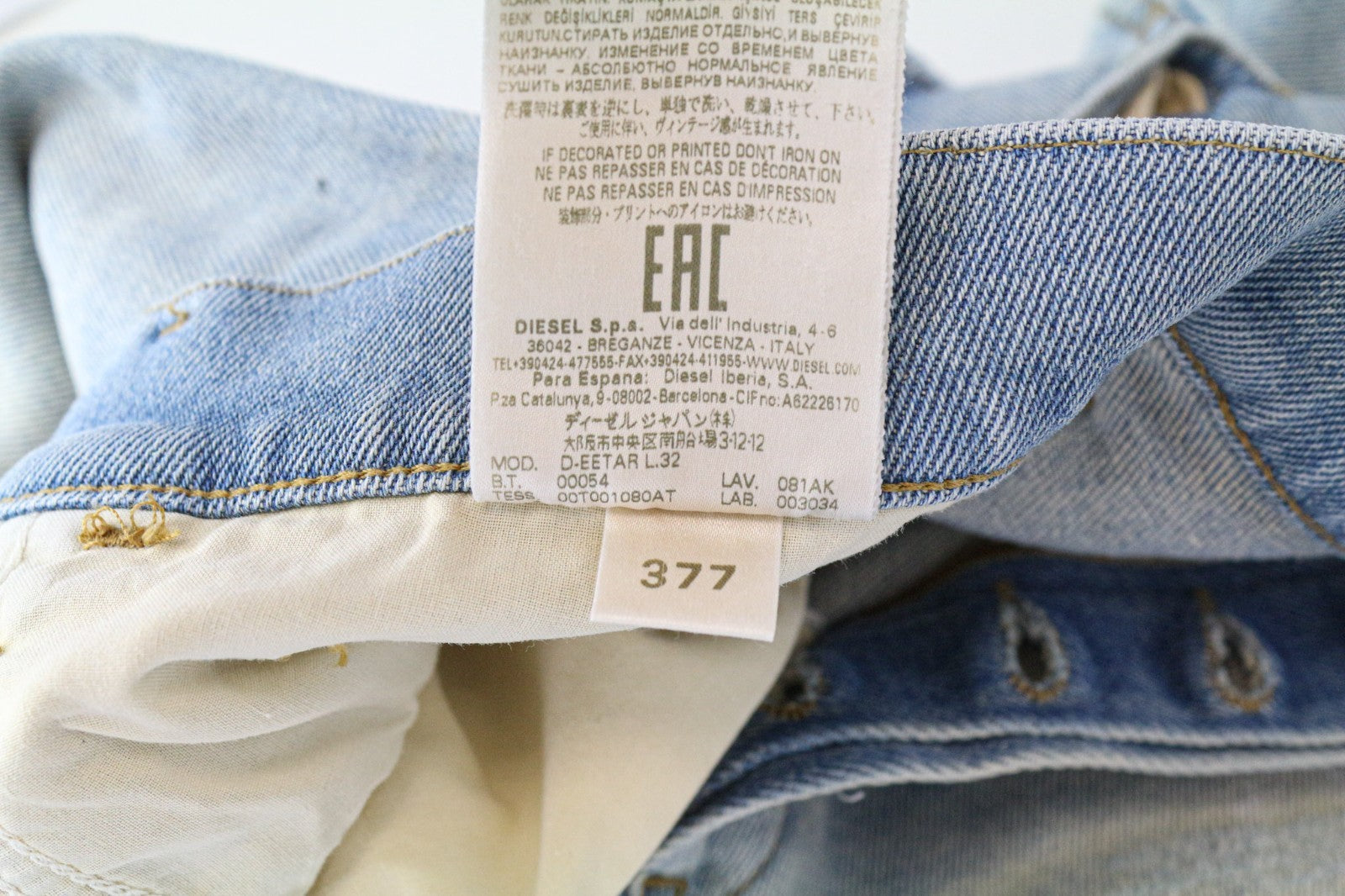 DIESEL D-Eetar 081AK Men's Jeans W28/L32 Blue Stretch Tapered Fit Distressed