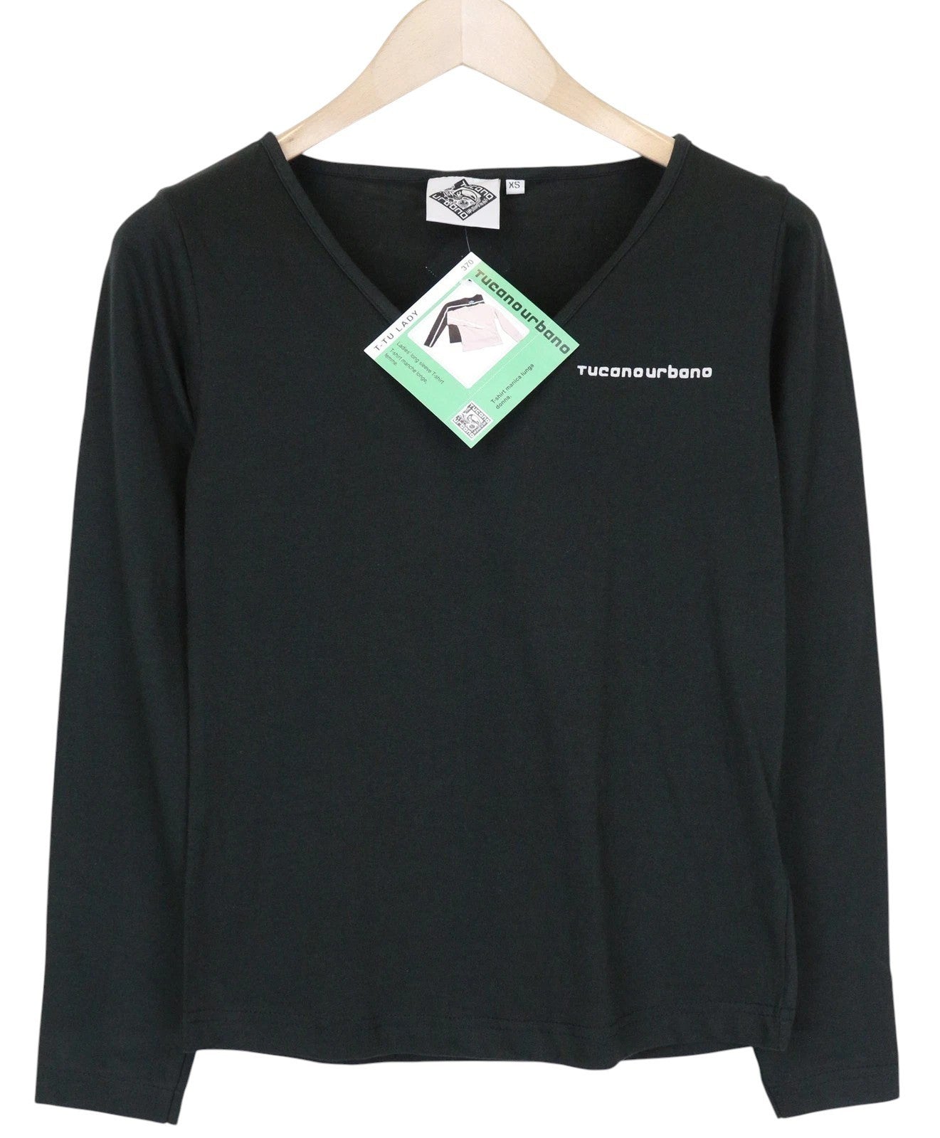 TUCANO URBANO T-TU Lady Women's Shirt XS Black Long Sleeve Cotton Logo Casual