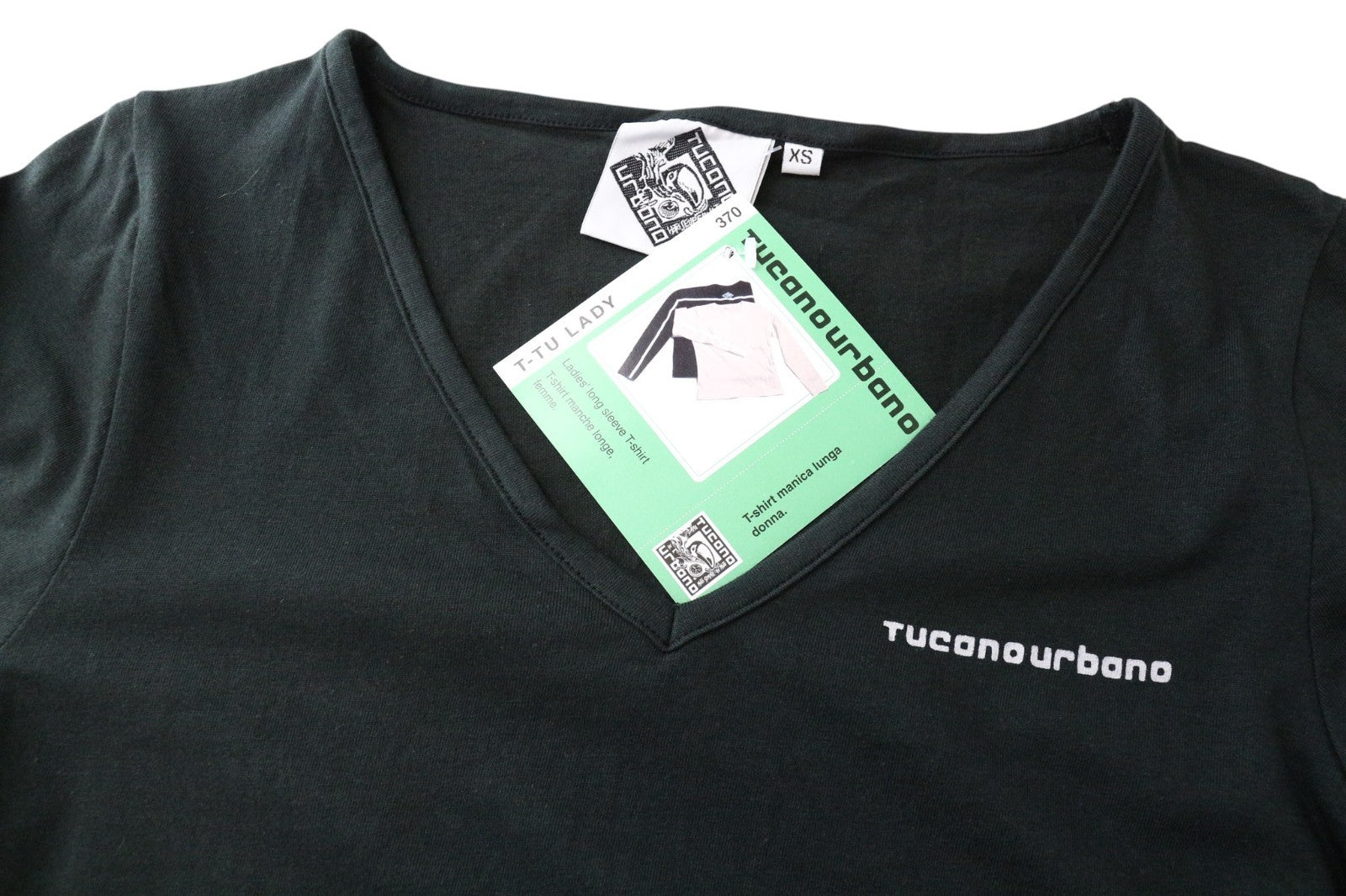 TUCANO URBANO T-TU Lady Women's Shirt XS Black Long Sleeve Cotton Logo Casual