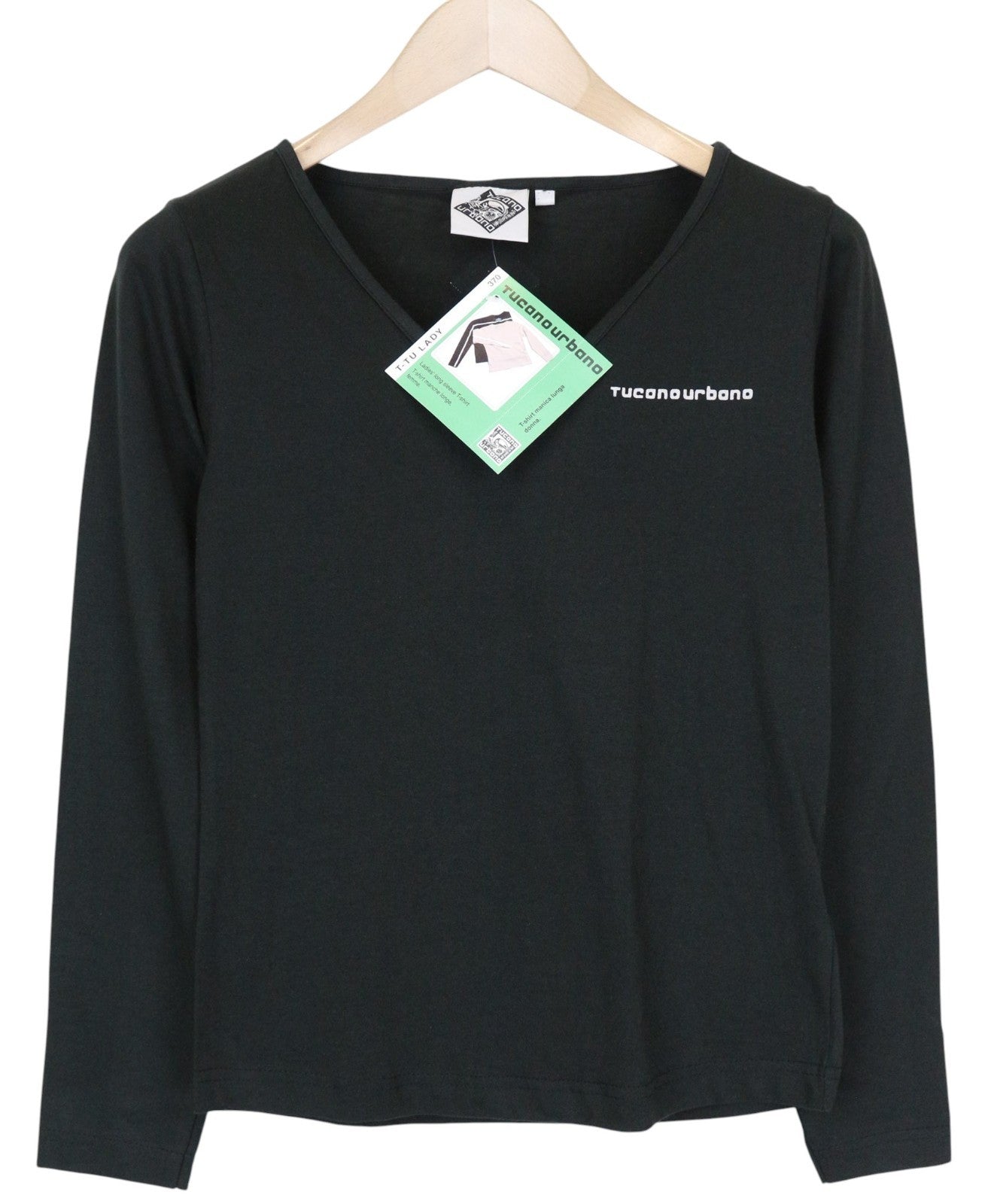 TUCANO URBANO T-TU Lady Women's Tee S Black Cotton Long Sleeve Logo Style