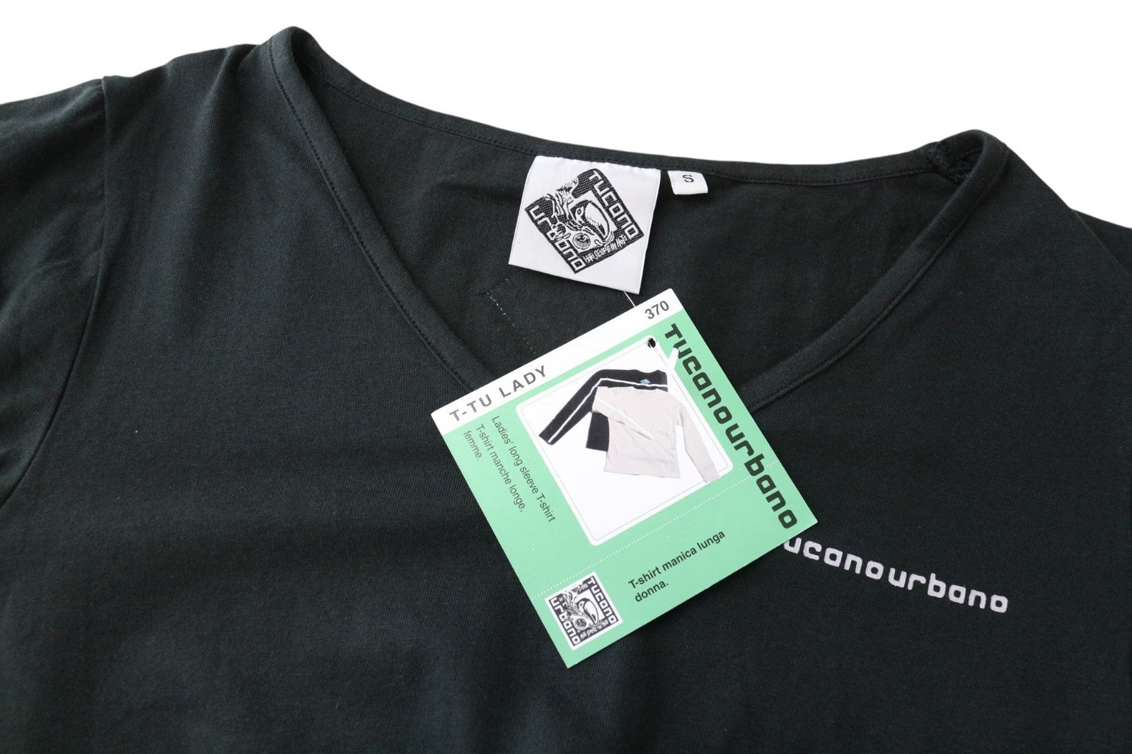 TUCANO URBANO T-TU Lady Women's Tee S Black Cotton Long Sleeve Logo Style