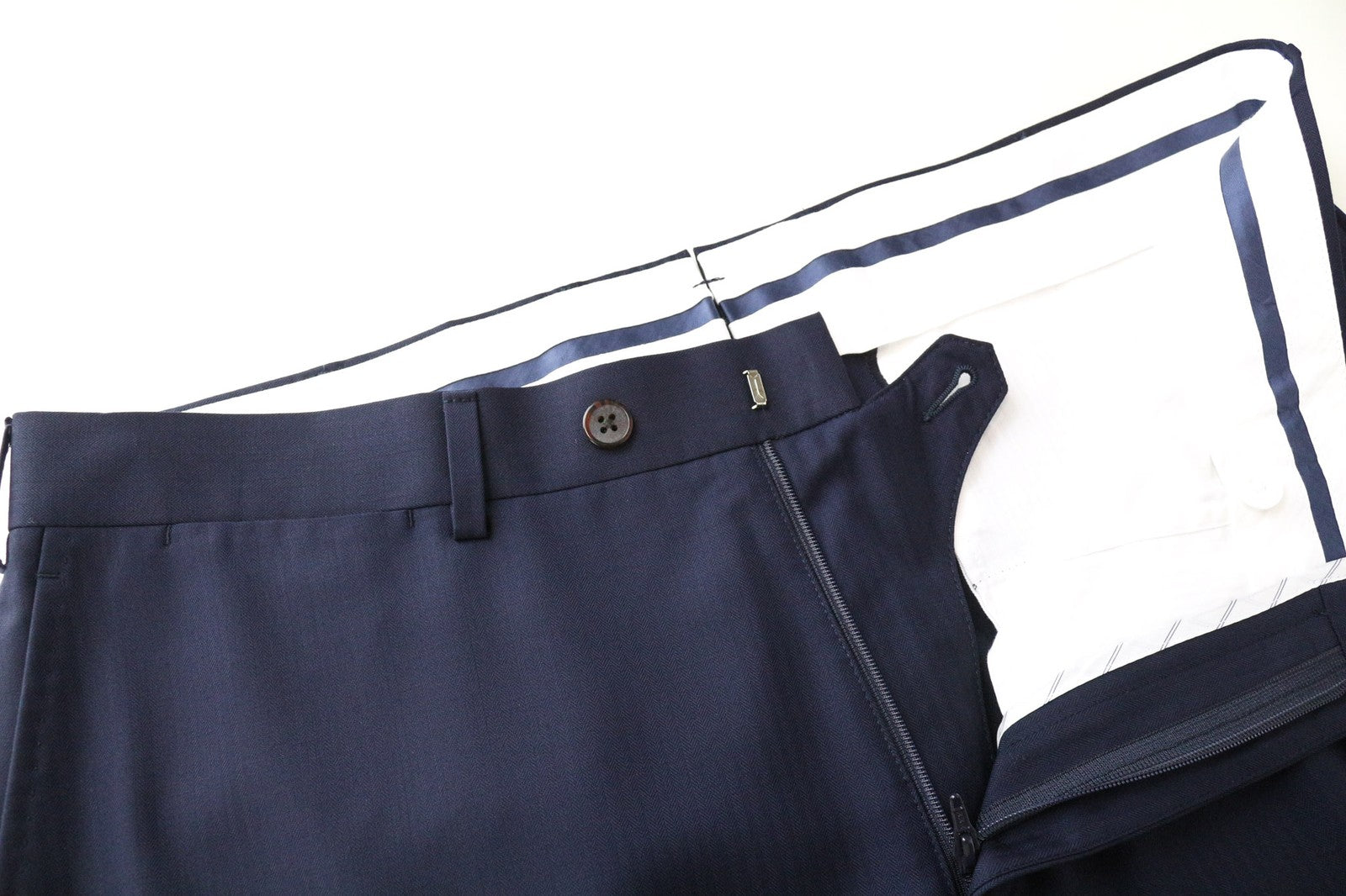 SUITSUPPLY Brescia Men's Pants UK36S Navy Blue Wool Pleated Lined Smart Fit