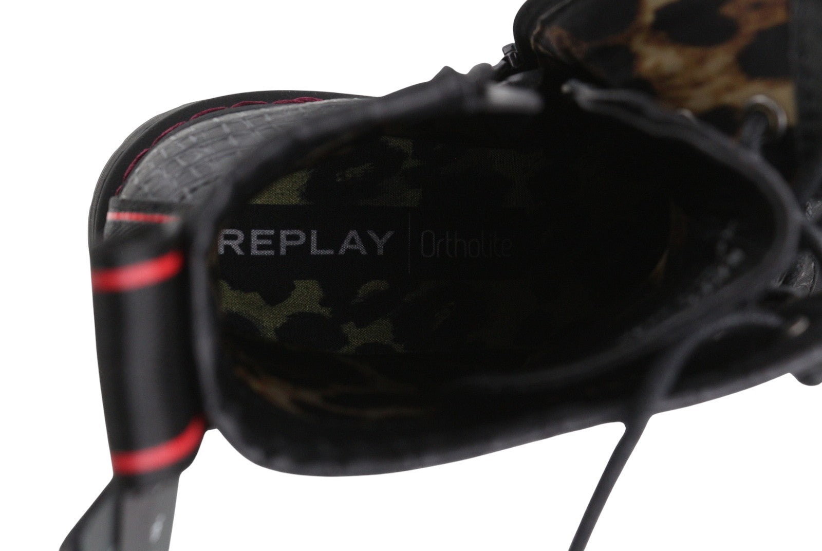 REPLAY Women Boots EU40 Black Ortholite Croc Pattern Platform Sole Ankle Top