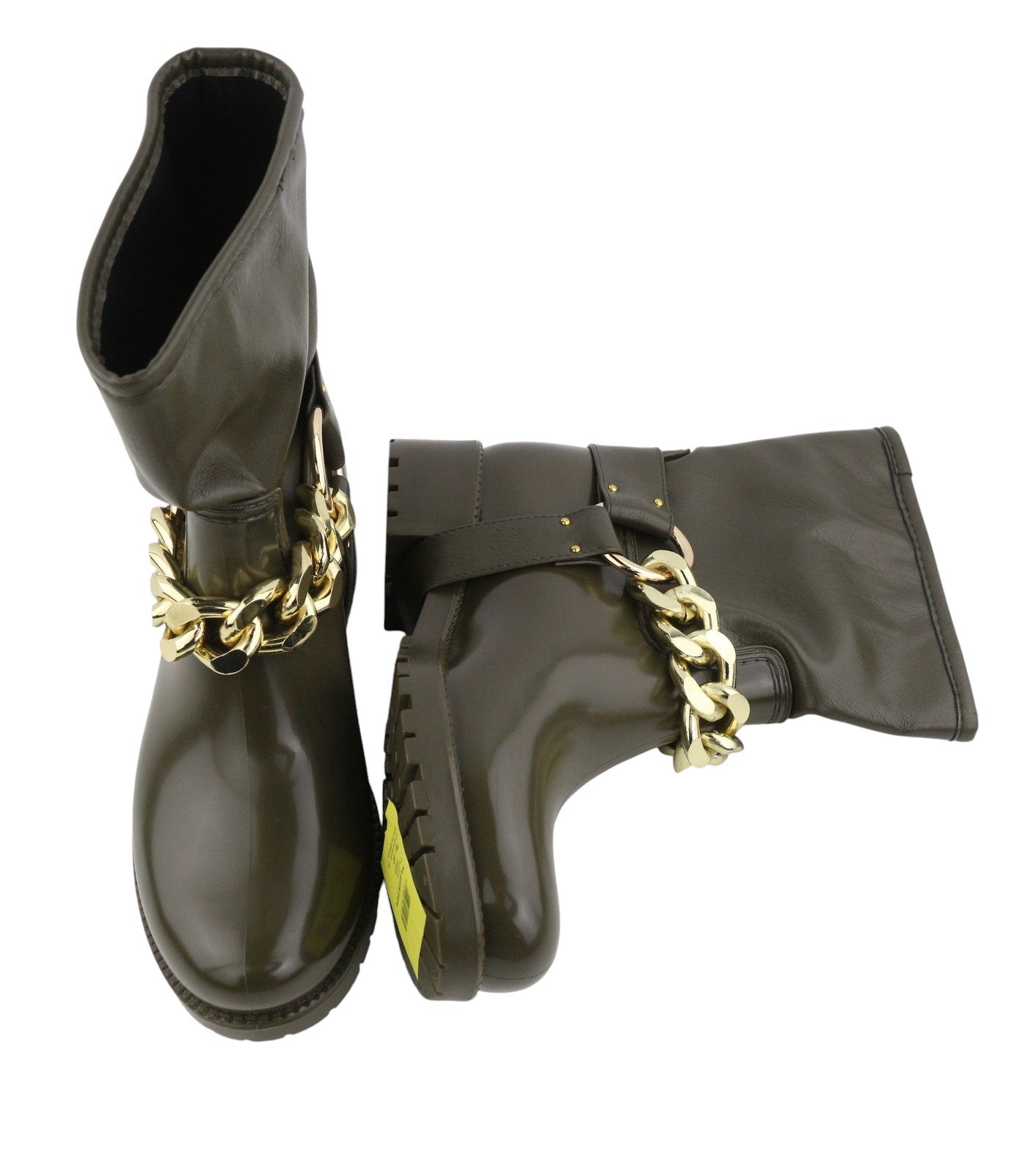 LIU JO Nieve Women Boots EU37 Green Gold Tone Details Round Toe Ankle-Top RRP155