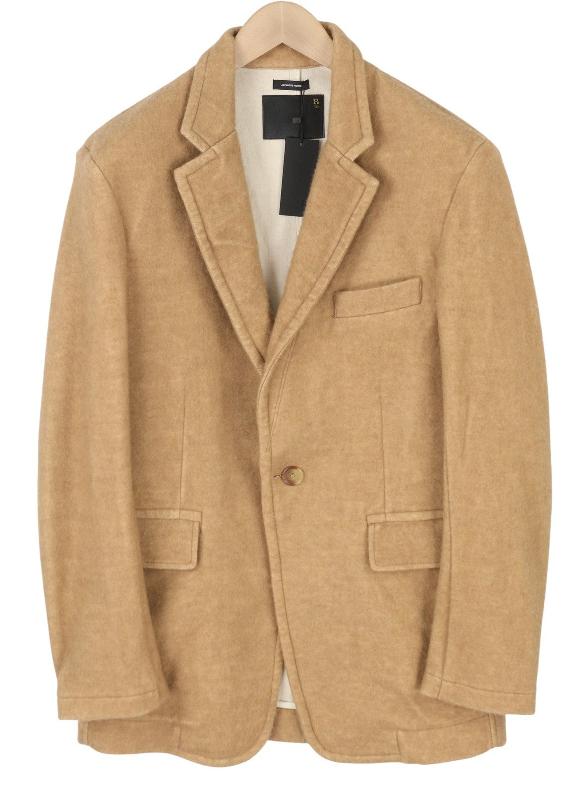 R13 Ragged Women Blazer S Camel Blend Oversized Single Breasted Unlined RRP1295