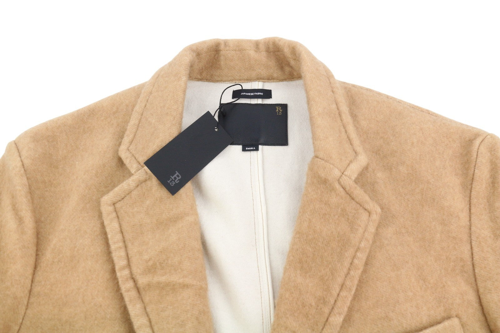 R13 Ragged Women Blazer S Camel Blend Oversized Single Breasted Unlined RRP1295