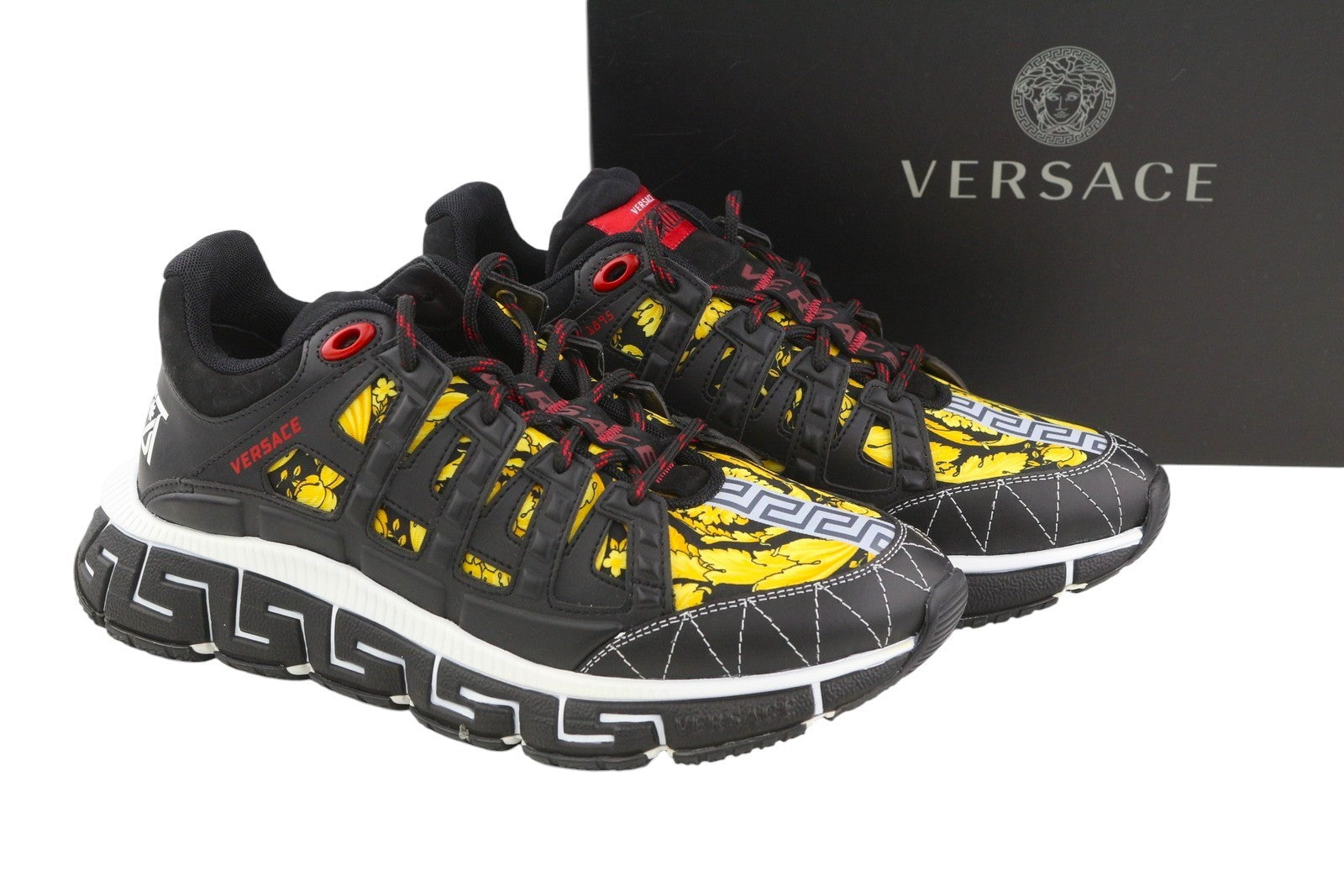VERSACE Trigreca Men Sneakers EU43.5 Black Greca Cushioning System Laced RRP850