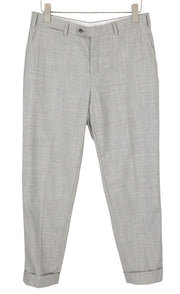 SUITSUPPLY Brescia Turn-Up SF Men Trousers UK34 Melange Pure Wool Super 120's