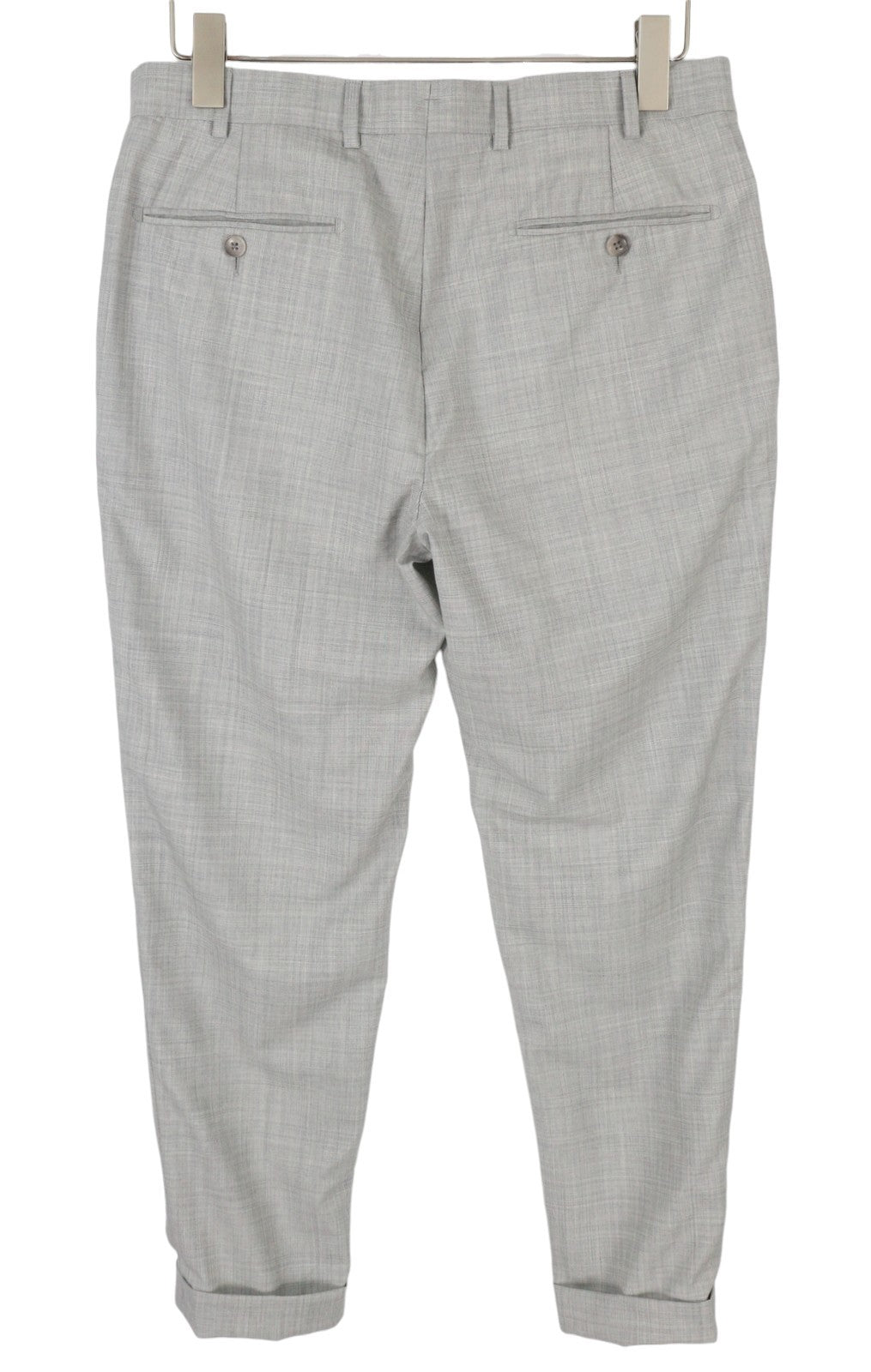 SUITSUPPLY Soho Turn-Up Men Trousers UK32R Grey Melange Pure Wool Super S120