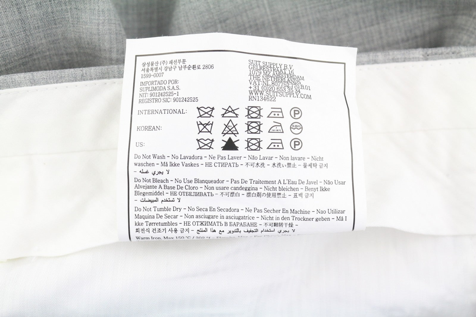 SUITSUPPLY Soho Turn-Up Men Trousers UK32R Grey Melange Pure Wool Super S120