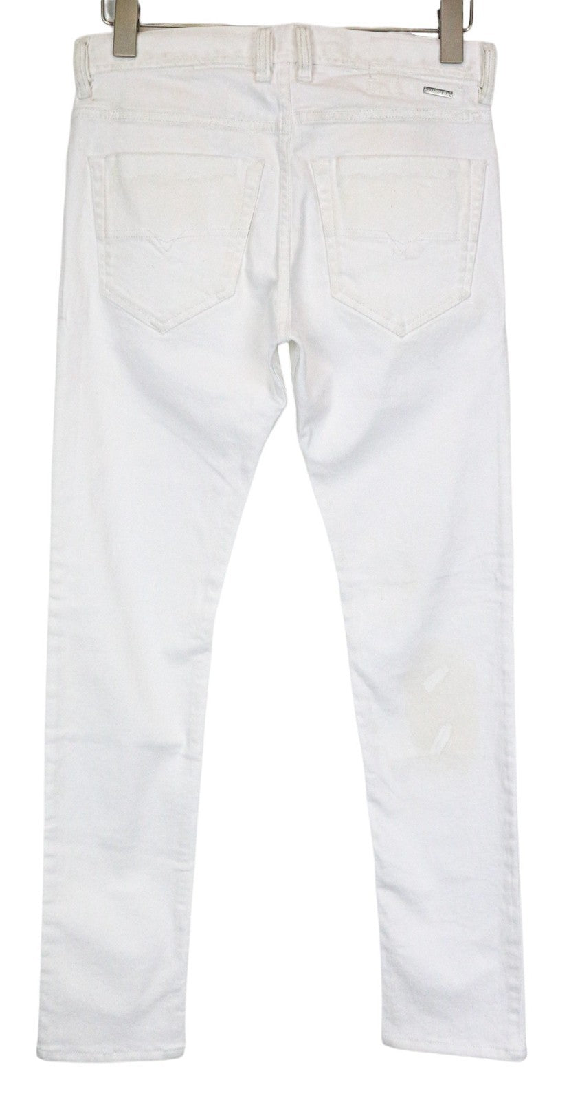 DIESEL Theppar Men's Jeans W28 White Cotton Stretch Patched Stained Design