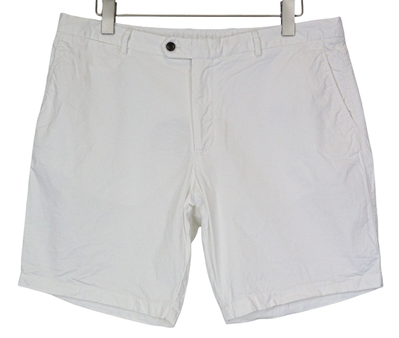 SUITSUPPLY Porto Men's Shorts UK38R White Stretch Cotton Summer Flat Front
