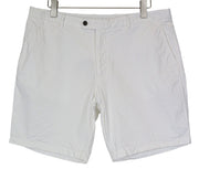 SUITSUPPLY Porto Men's Shorts UK38R White Stretch Cotton Summer Flat Front