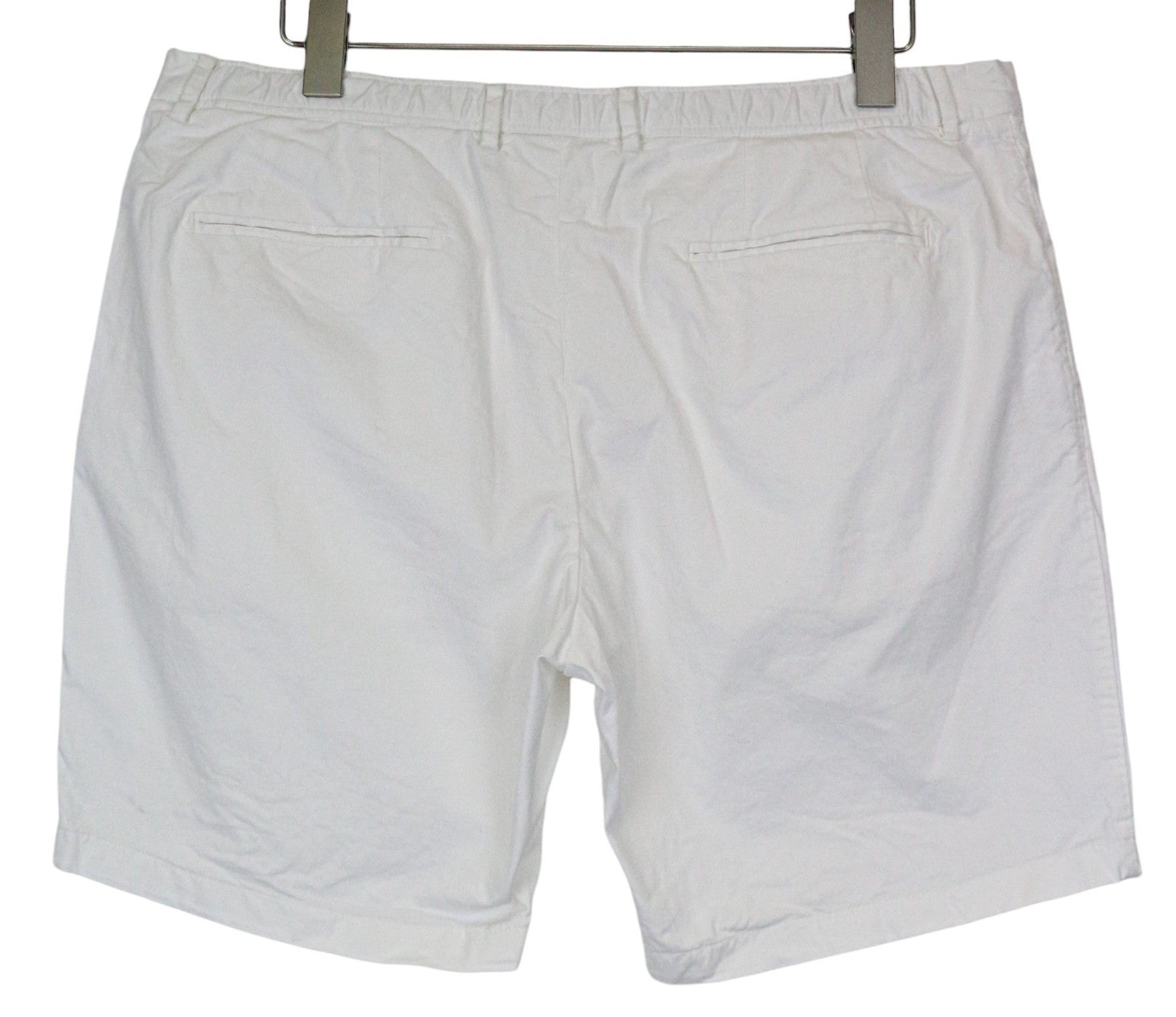 SUITSUPPLY Porto Men's Shorts UK38R White Stretch Cotton Summer Flat Front