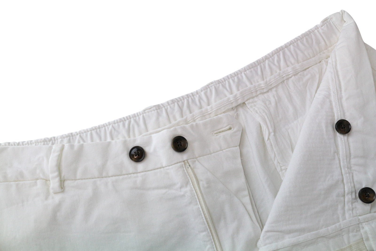 SUITSUPPLY Porto Men's Shorts UK38R White Stretch Cotton Summer Flat Front