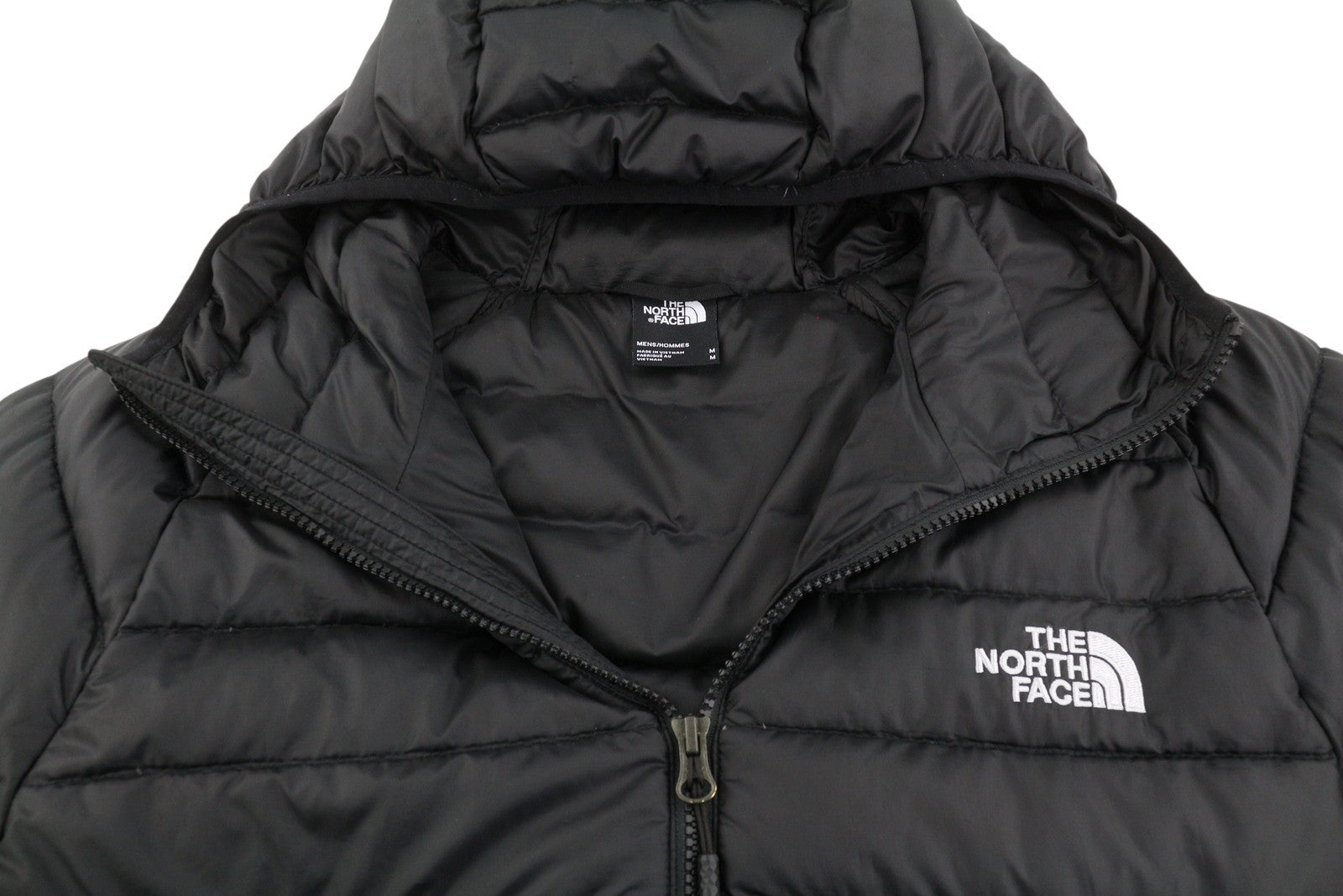 THE NORTH FACE Travail Men Jacket M Black 800 Down Filled Quilted Hooded Puffer