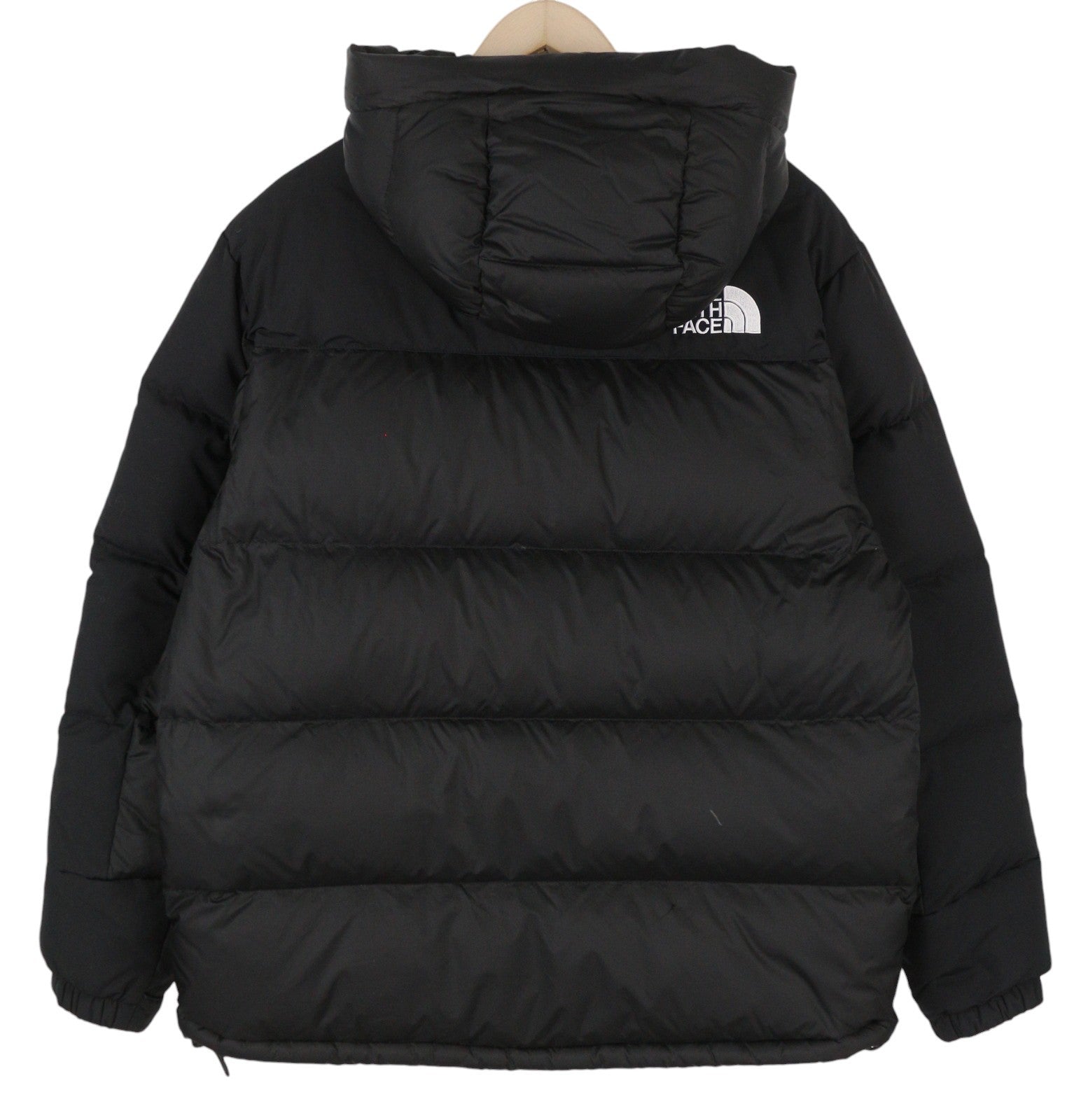 THE NORTH FACE Men Jacket M Black 550 Down Filled Quilted Hooded Full Zip Logo