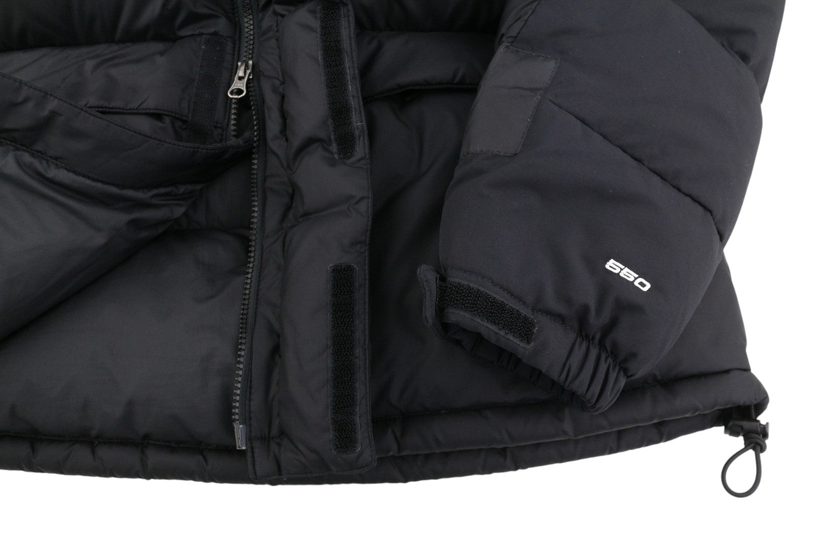 THE NORTH FACE Men Jacket M Black 550 Down Filled Quilted Hooded Full Zip Logo