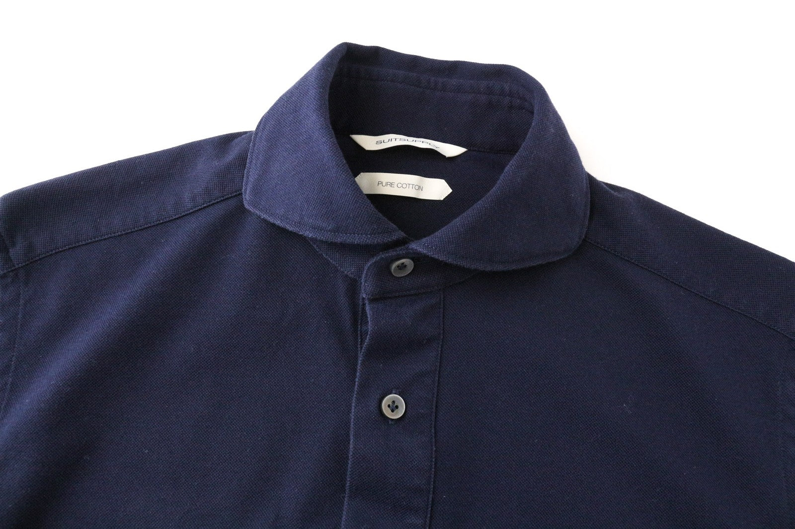 SUITSUPPLY Men's Polo Shirt 35/36 Navy Blue Cotton Extra Slim Fit Style