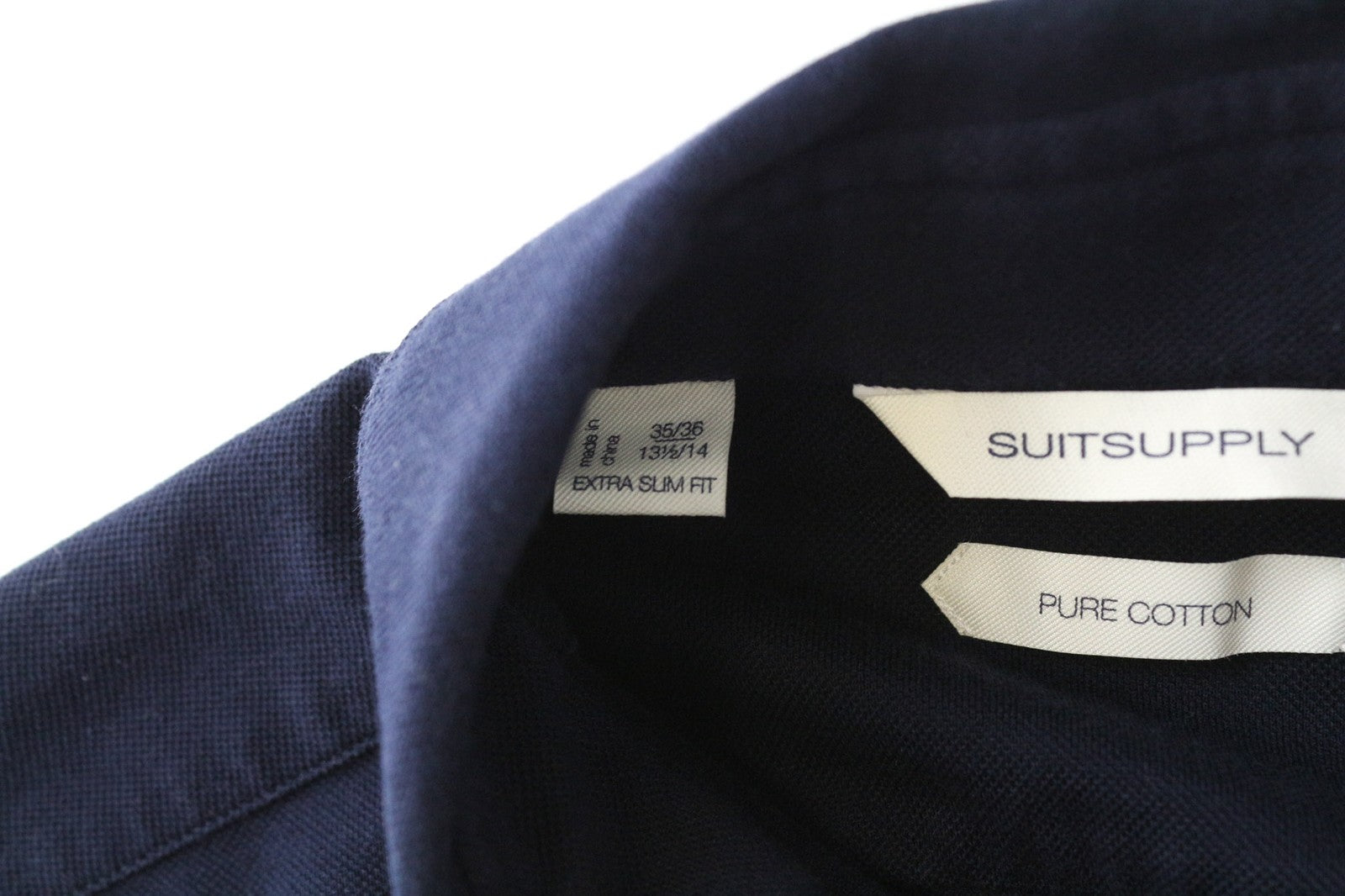 SUITSUPPLY Men's Polo Shirt 35/36 Navy Blue Cotton Extra Slim Fit Style