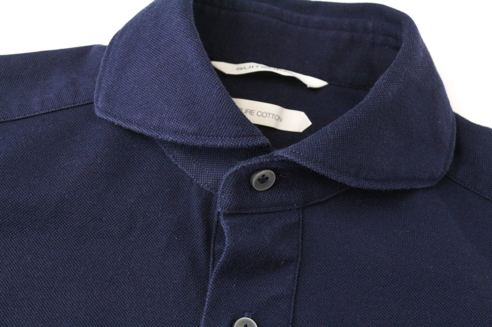 SUITSUPPLY Men's Polo Shirt 35/36 Navy Blue Cotton Extra Slim Fit Style