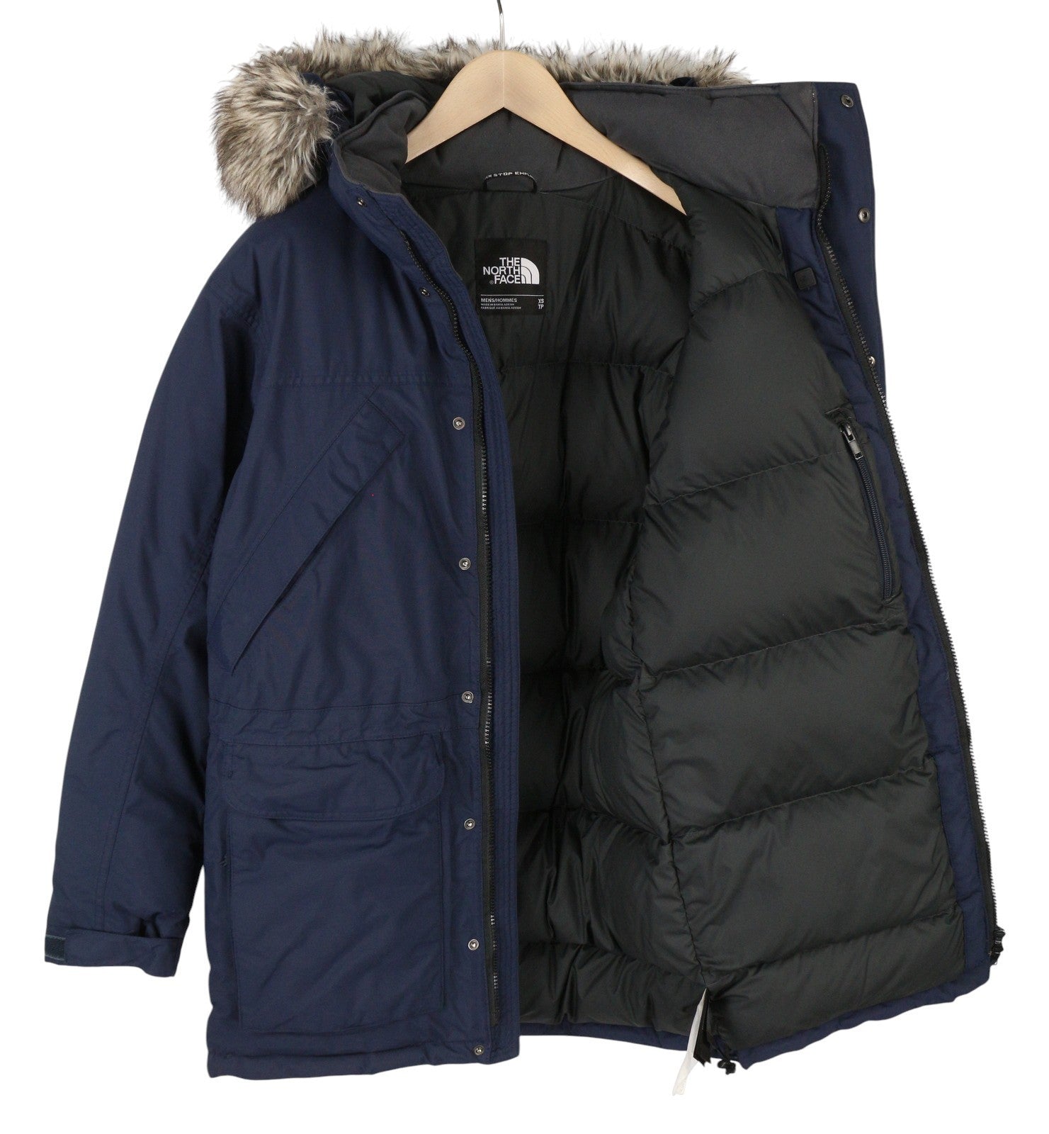 THE NORTH FACE Men Jacket XS Dark Blue 550 Down Filled Hooded Full Zip Parka