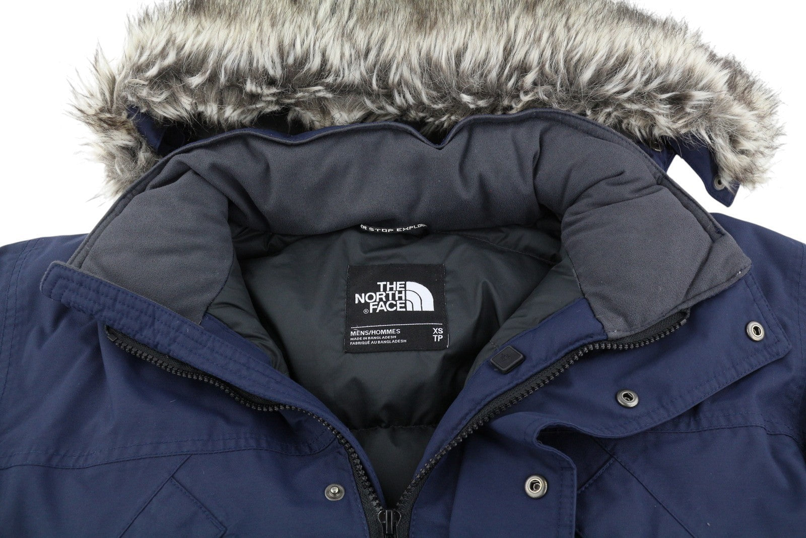 THE NORTH FACE Men Jacket XS Dark Blue 550 Down Filled Hooded Full Zip Parka