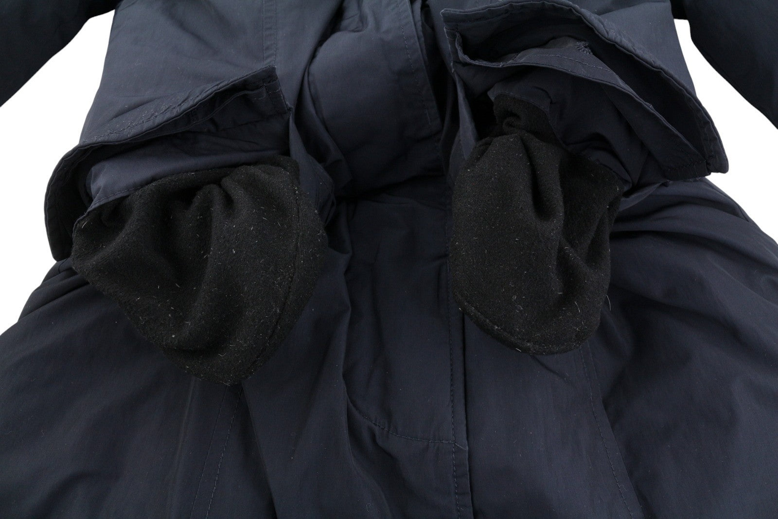 WOOLRICH Women Jacket XS Dark Blue Duck Down Filled Real Fur Hooded Full Zip