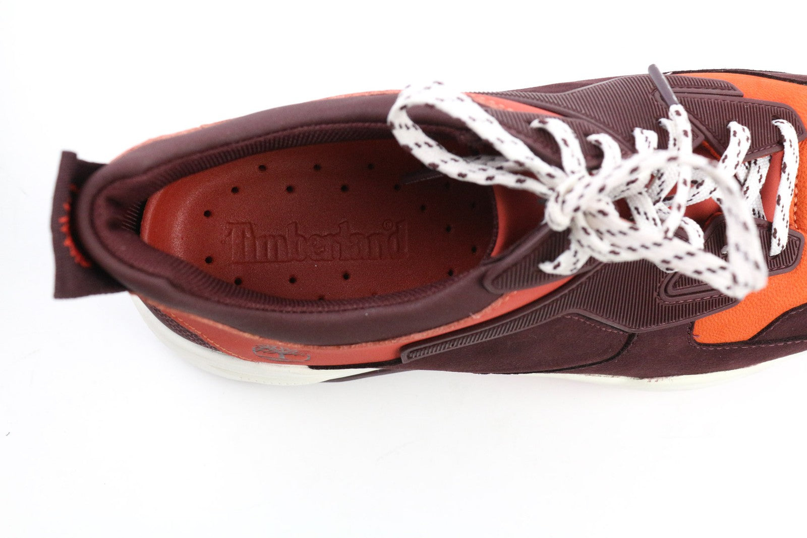 TIMBERLAND A249K Women's Sneakers UK4.5 Burgundy Leather Lace Up Low Top