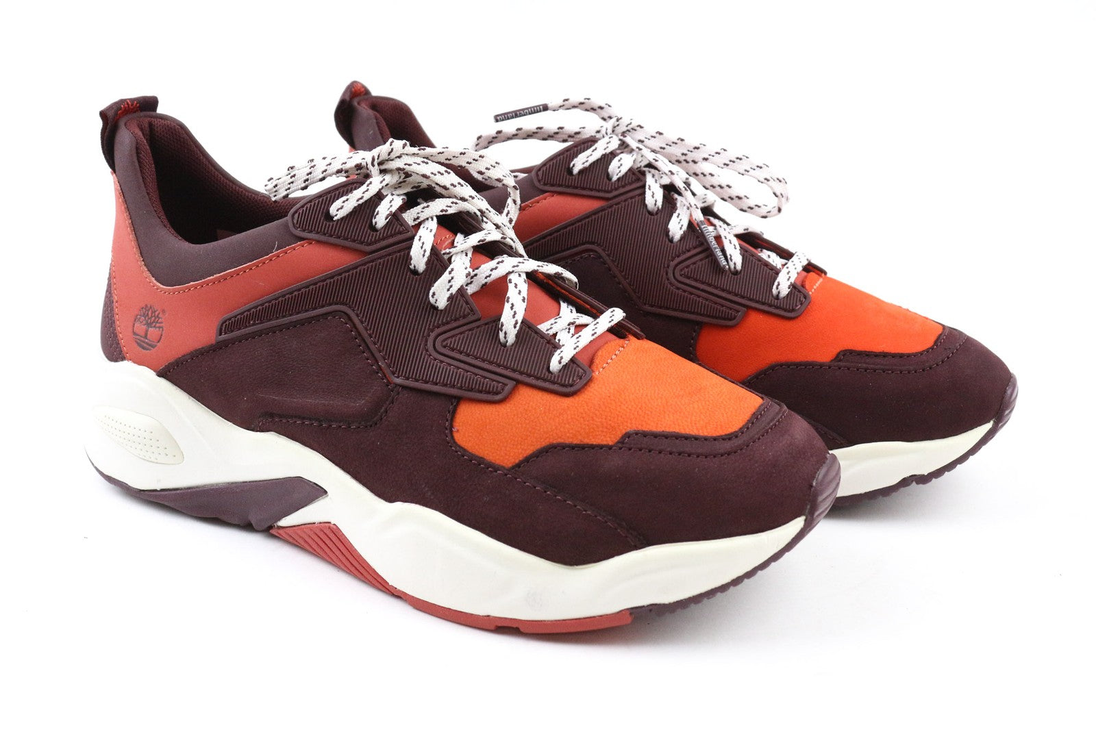 TIMBERLAND A249K Women's Sneakers UK4.5 Burgundy Leather Lace Up Low Top