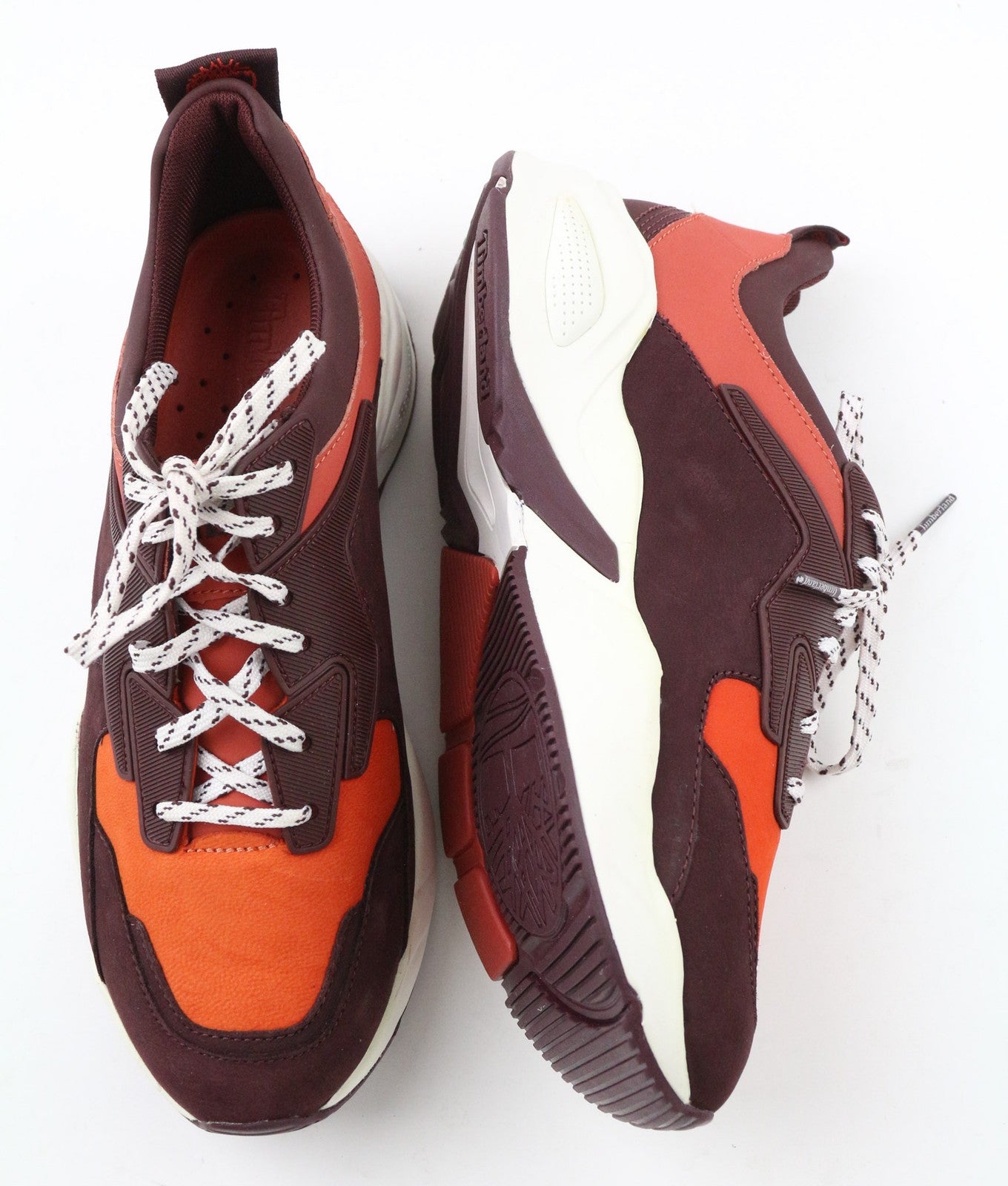 TIMBERLAND A249K Women's Sneakers UK4.5 Burgundy Leather Lace Up Low Top