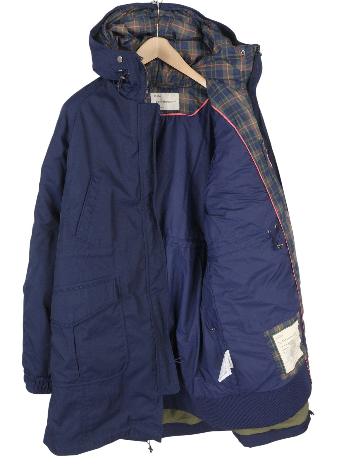 PEAK PERFORMANCE Bea Parka Women Jacket XL Blue Hooded Padded Full Zip 2in1