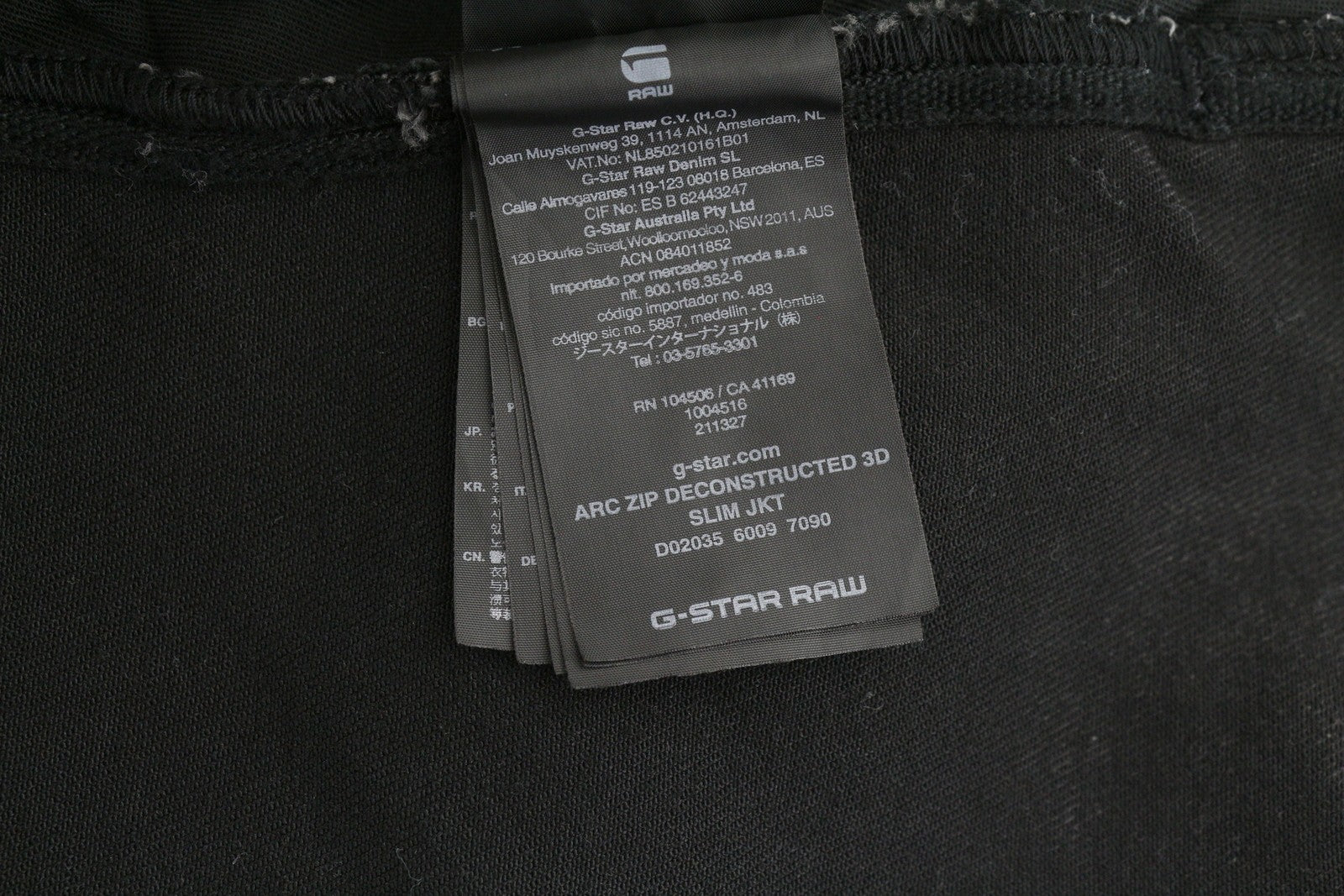 G-STAR Arc Zip Deconstructed 3D Slim Men Jacket XL Black Faded Zip Lightweight