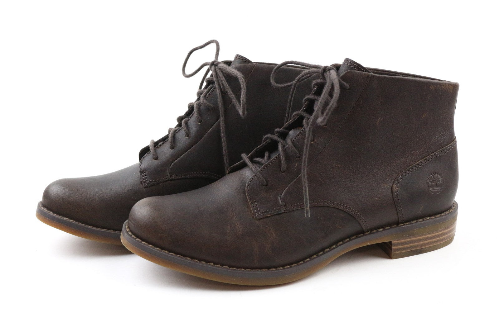 TIMBERLAND A23FH Women's Boots UK4 Brown Leather Lace Up Casual Ankle