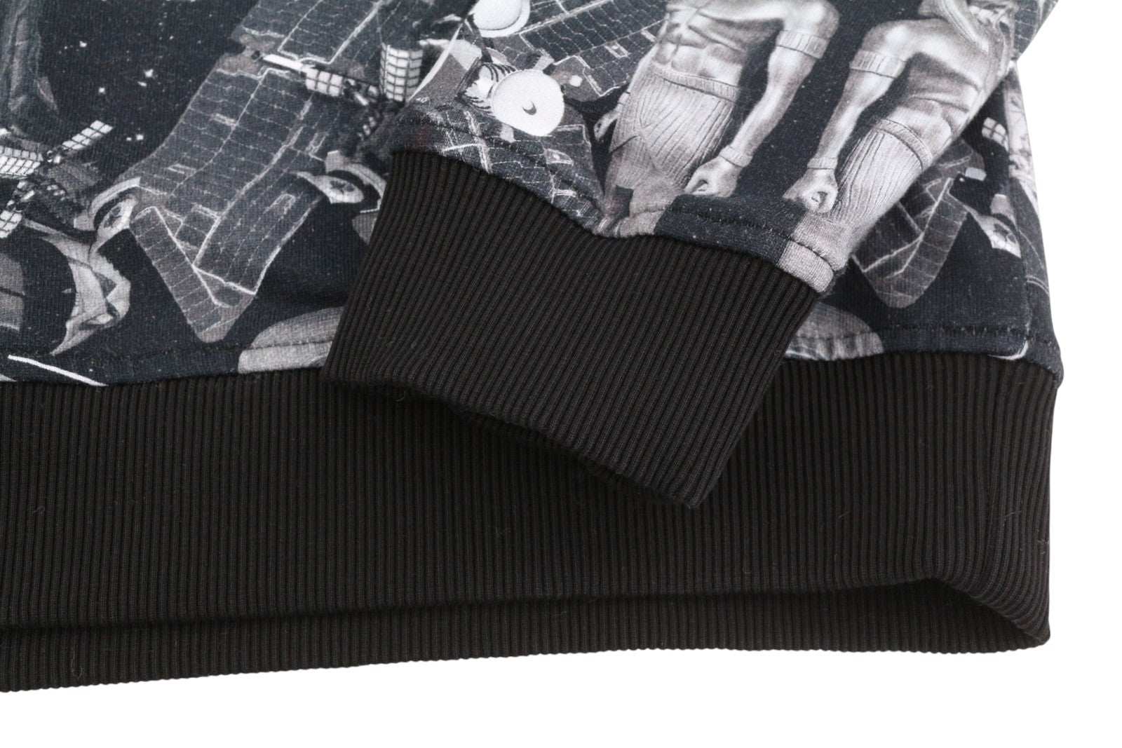 FRANKIE MORELLO Men Sweatshirt L Black Patterned Logo Crew Neck Casual Pullover