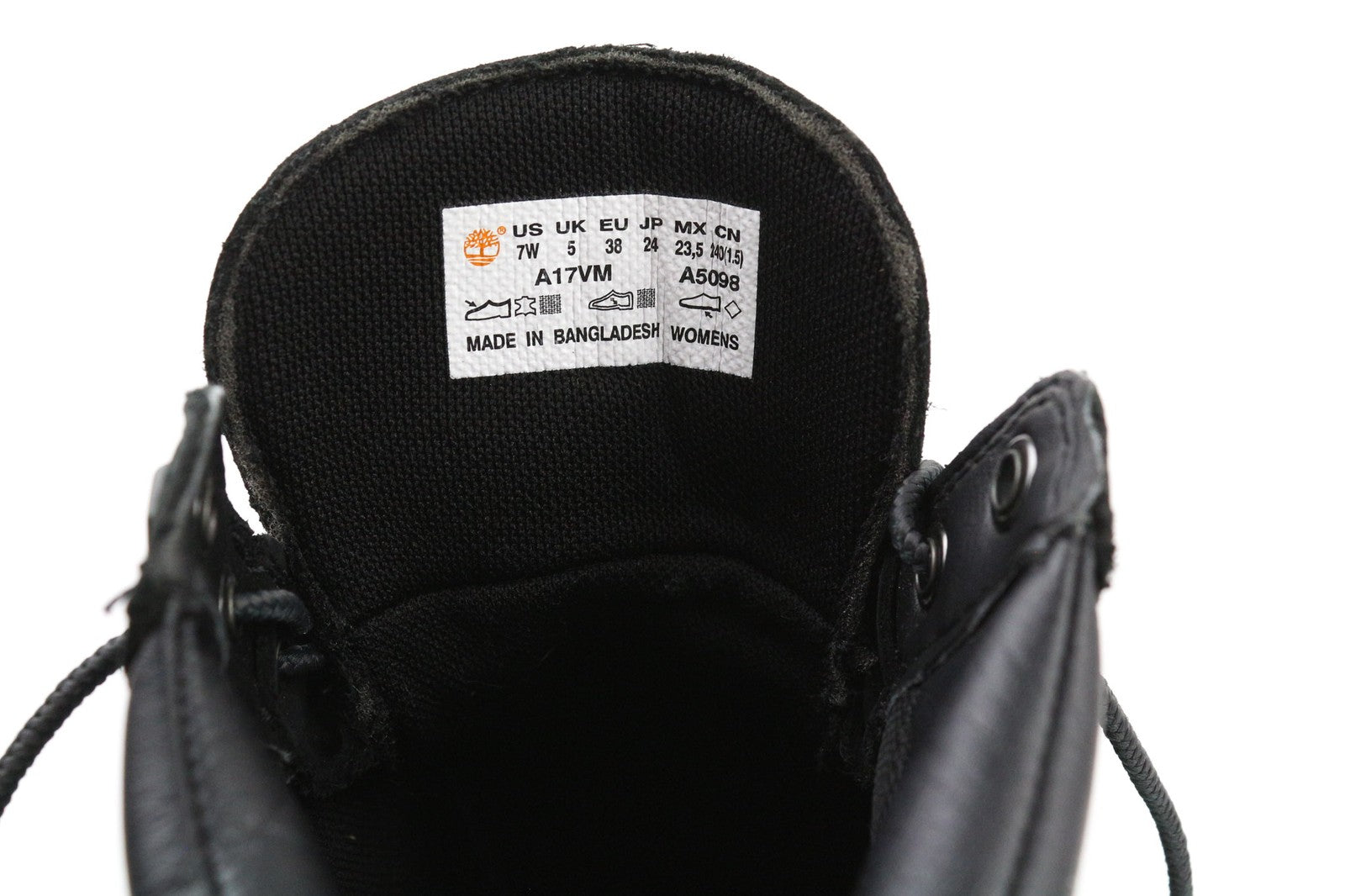 TIMBERLAND A17VM Women's Shoes UK5 Black Leather Casual Round Toe Logo