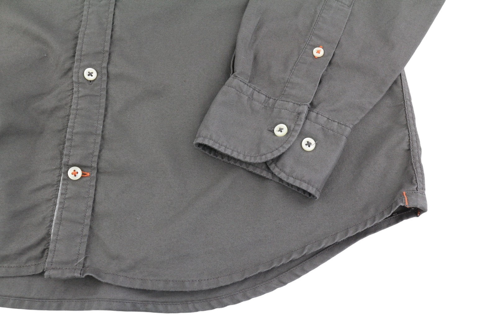 TOMMY HILFIGER New York Fit Men Shirt L Dark Grey Button-Down Neck Logo Casual