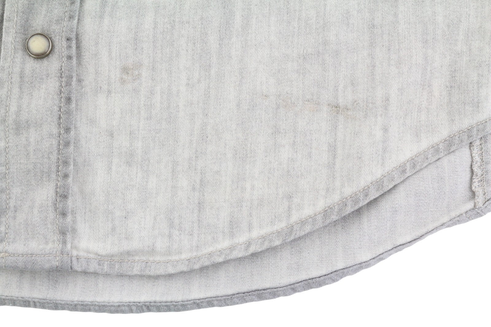 HUGO BOSS EdaE Men Shirt L Light Grey Faded Snap Buttons Spread Neck Western