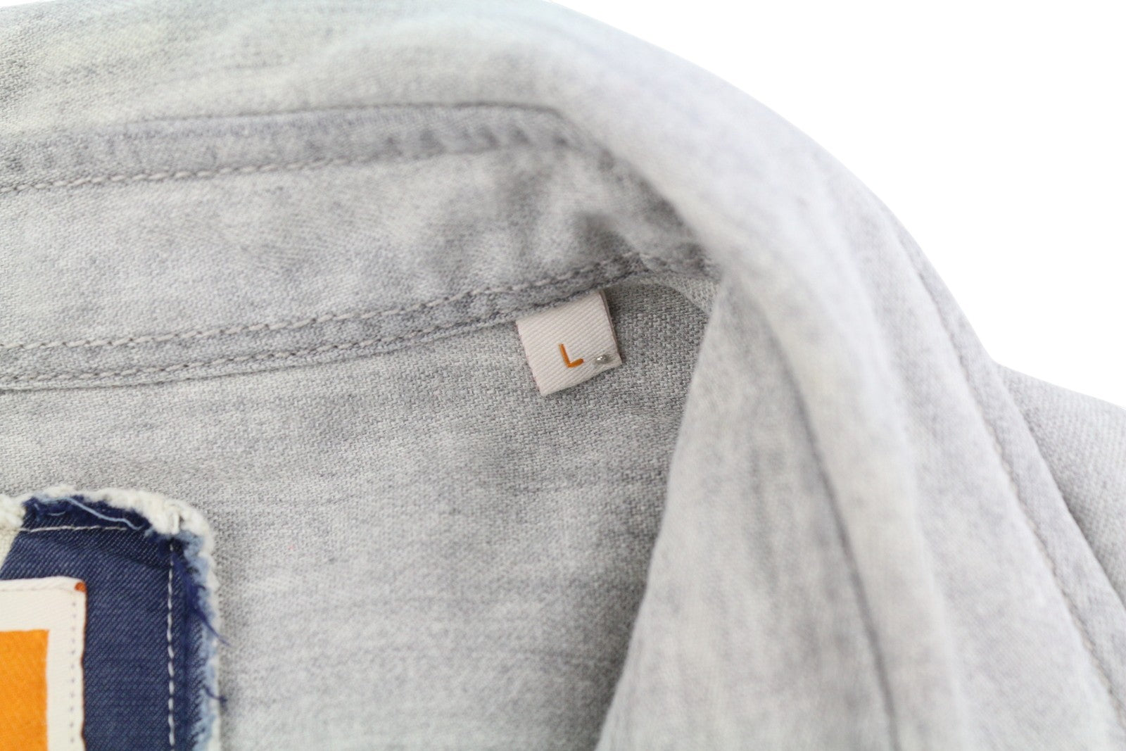 HUGO BOSS EdaE Men Shirt L Light Grey Faded Snap Buttons Spread Neck Western