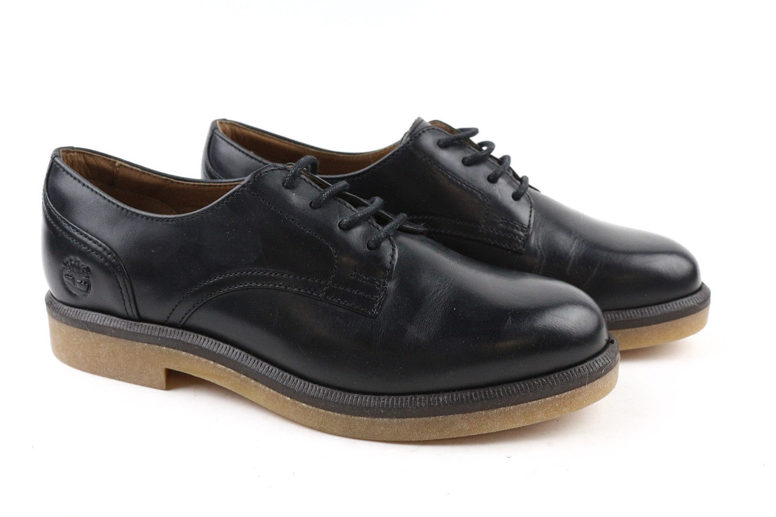 TIMBERLAND A2G1D Women's Shoes UK4 Black Shiny Leather Lace Up Round Toe