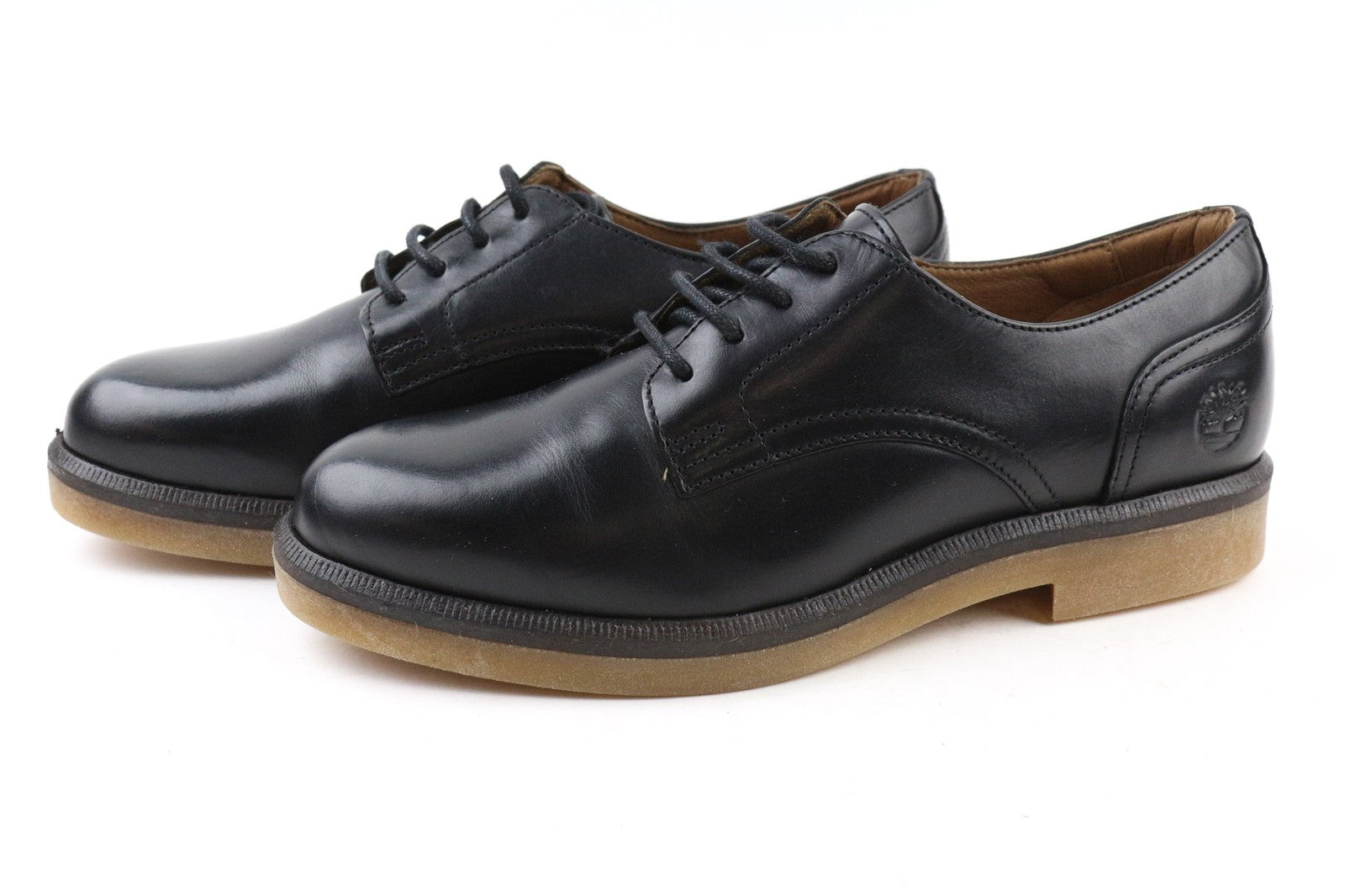 TIMBERLAND A2G1D Women's Shoes UK4 Black Shiny Leather Lace Up Round Toe