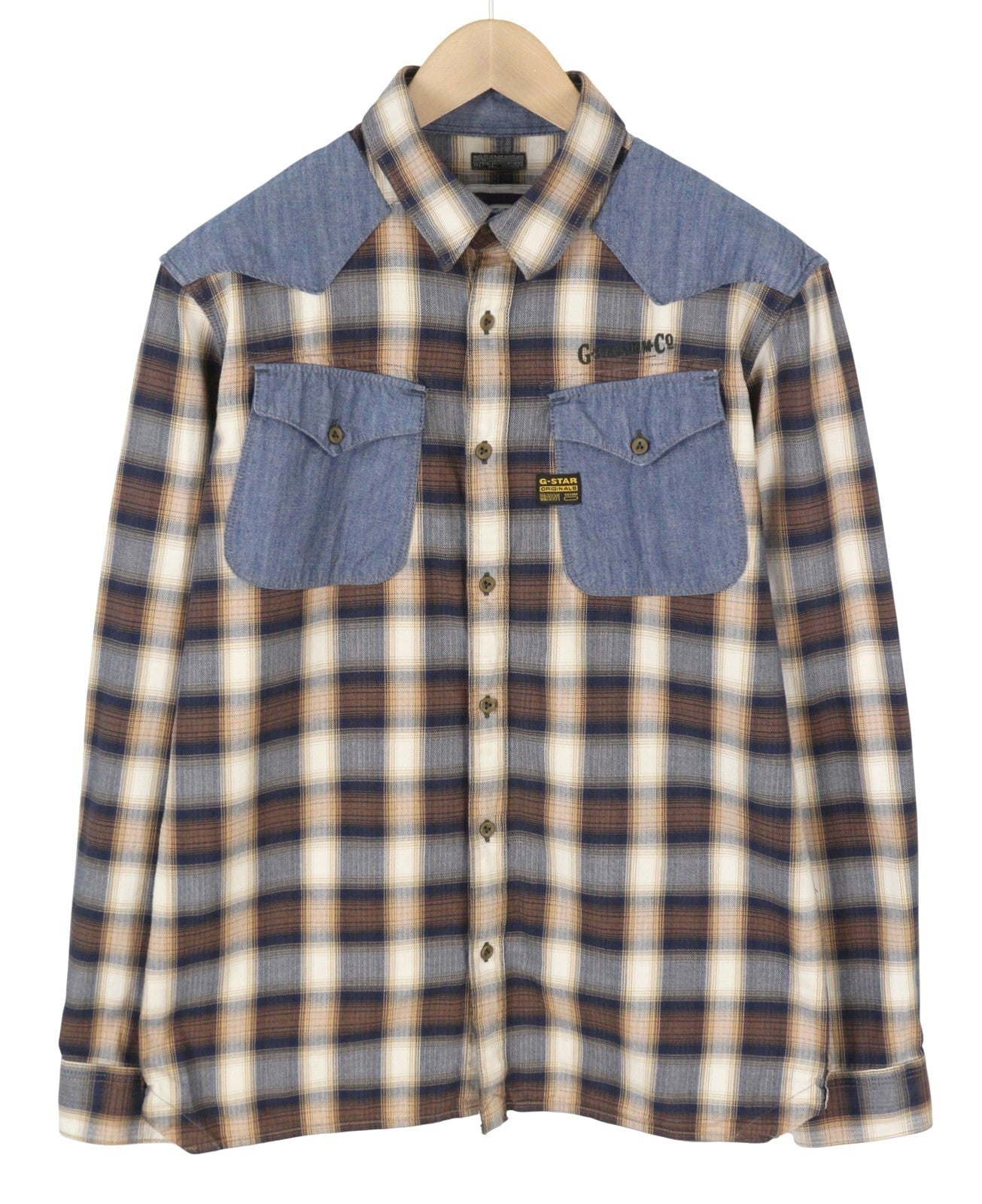 G-STAR Co Cowboy L/S Men Shirt XL Casual Western Plaid Button-Up Spread Neck