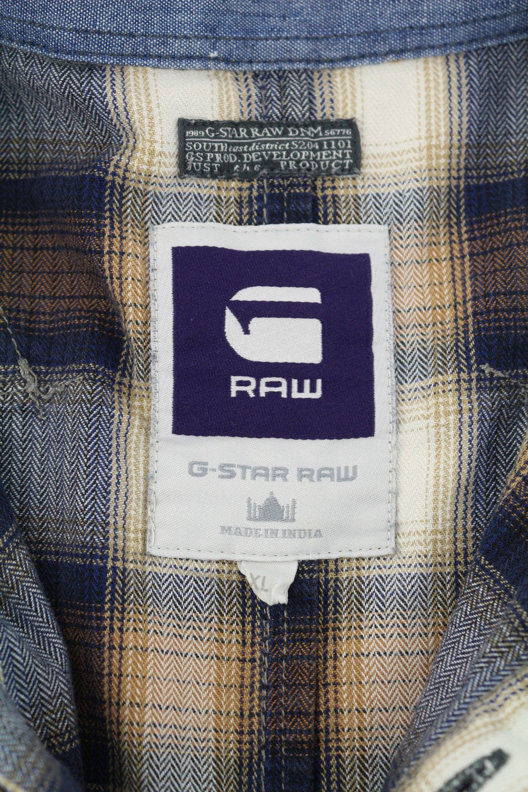 G-STAR Co Cowboy L/S Men Shirt XL Casual Western Plaid Button-Up Spread Neck