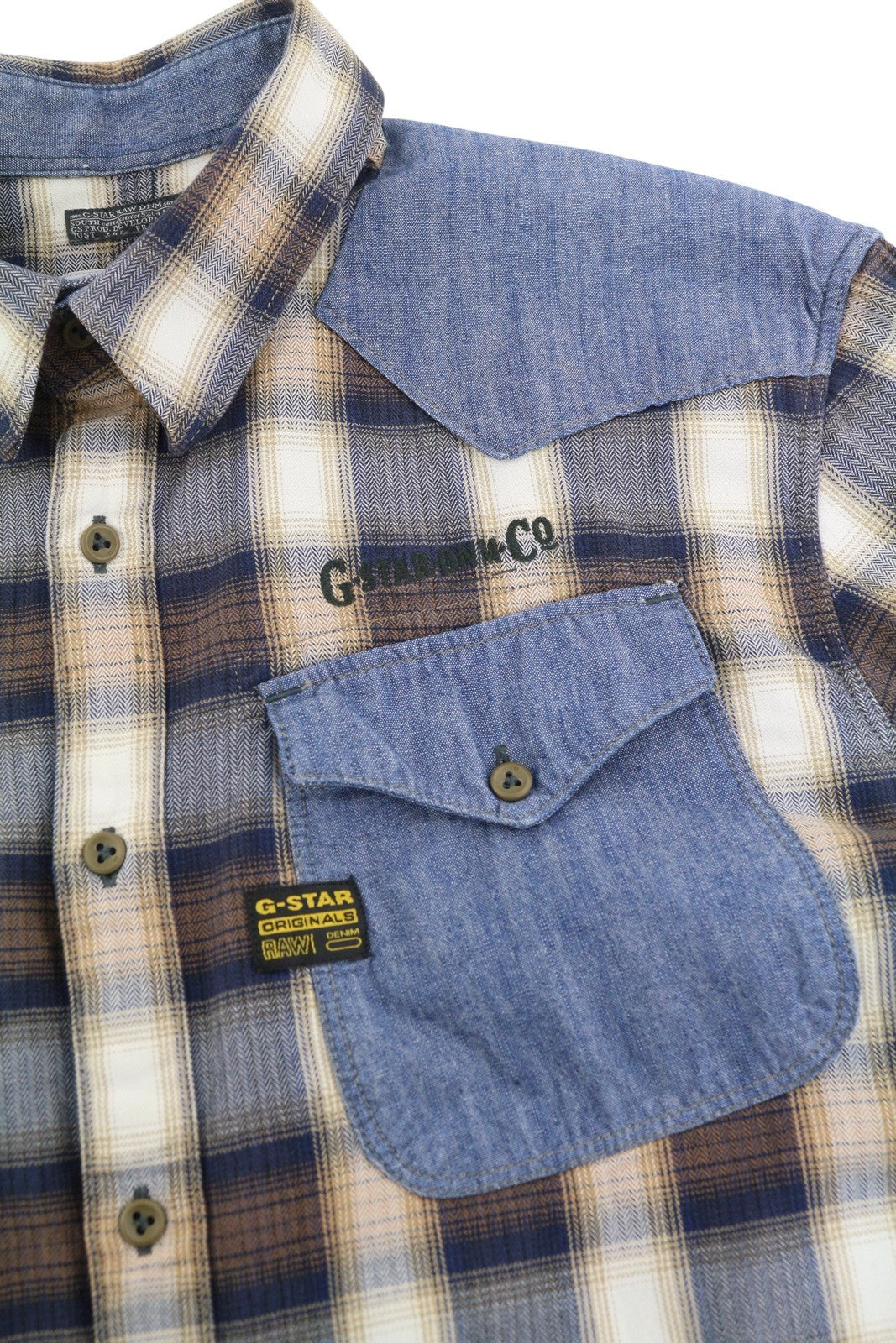 G-STAR Co Cowboy L/S Men Shirt XL Casual Western Plaid Button-Up Spread Neck