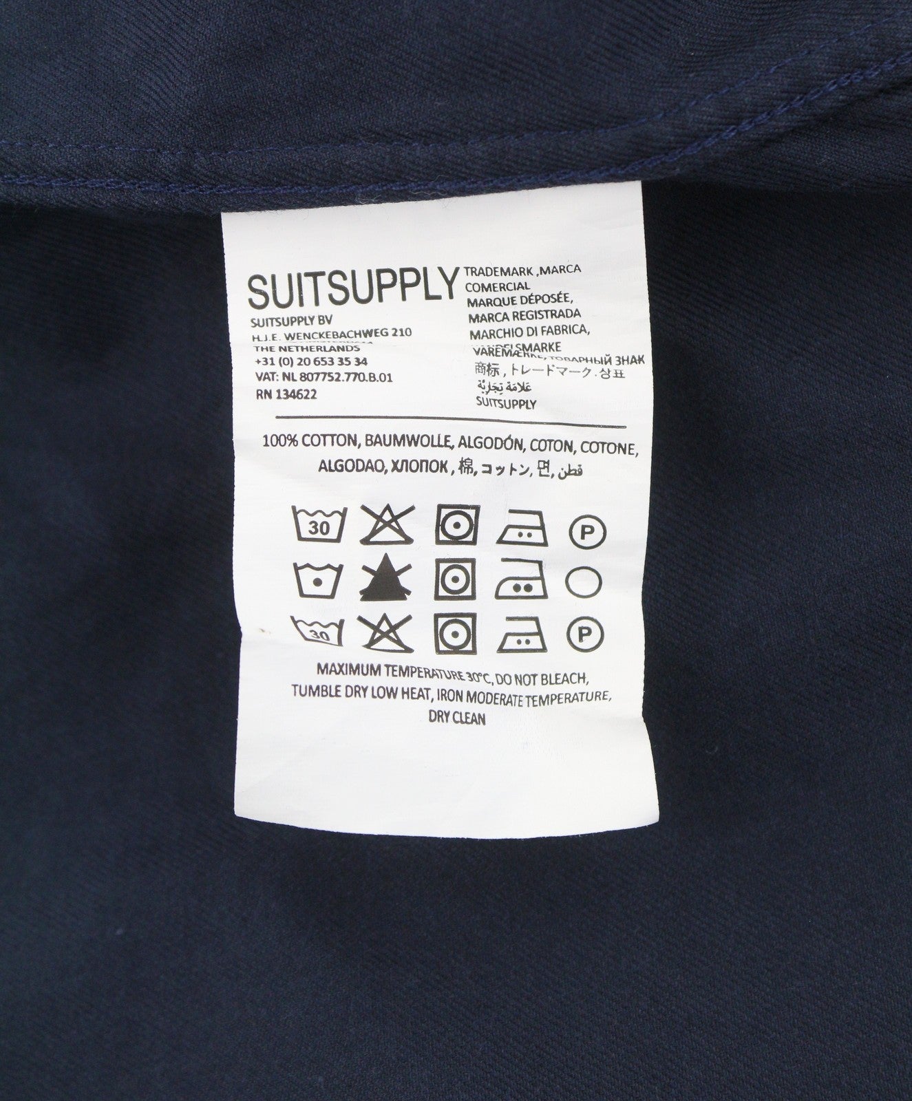 SUITSUPPLY Egyptian Cotton Men Formal Shirt 41/42 16/16 1/2 Dark Bue Slim Fit