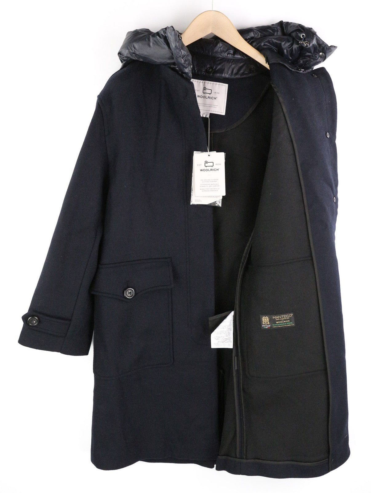 WOOLRICH Women's Double Wool 2in1 Parka Jacket S Hooded Mid-Length Down